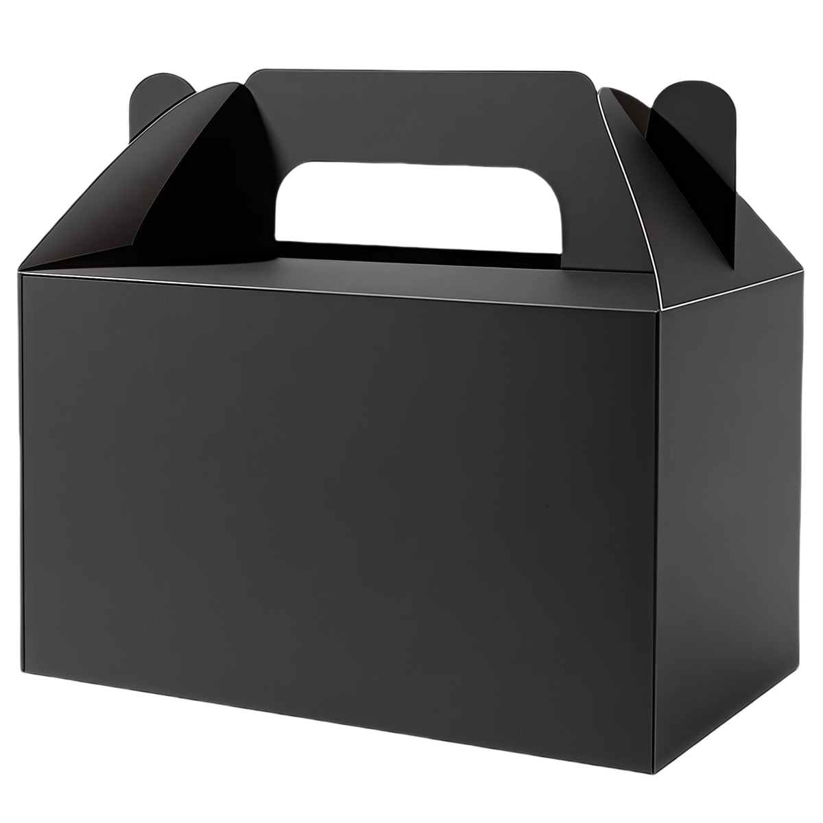 PEIQICHU 24 Pack Candy Treat Boxes Snack Goodie Bags Party Favors Box Party Gift Bags for Birthday, Baby Shower, Weddings Cardboard Candy Containers With Handle, Gable Style, Black