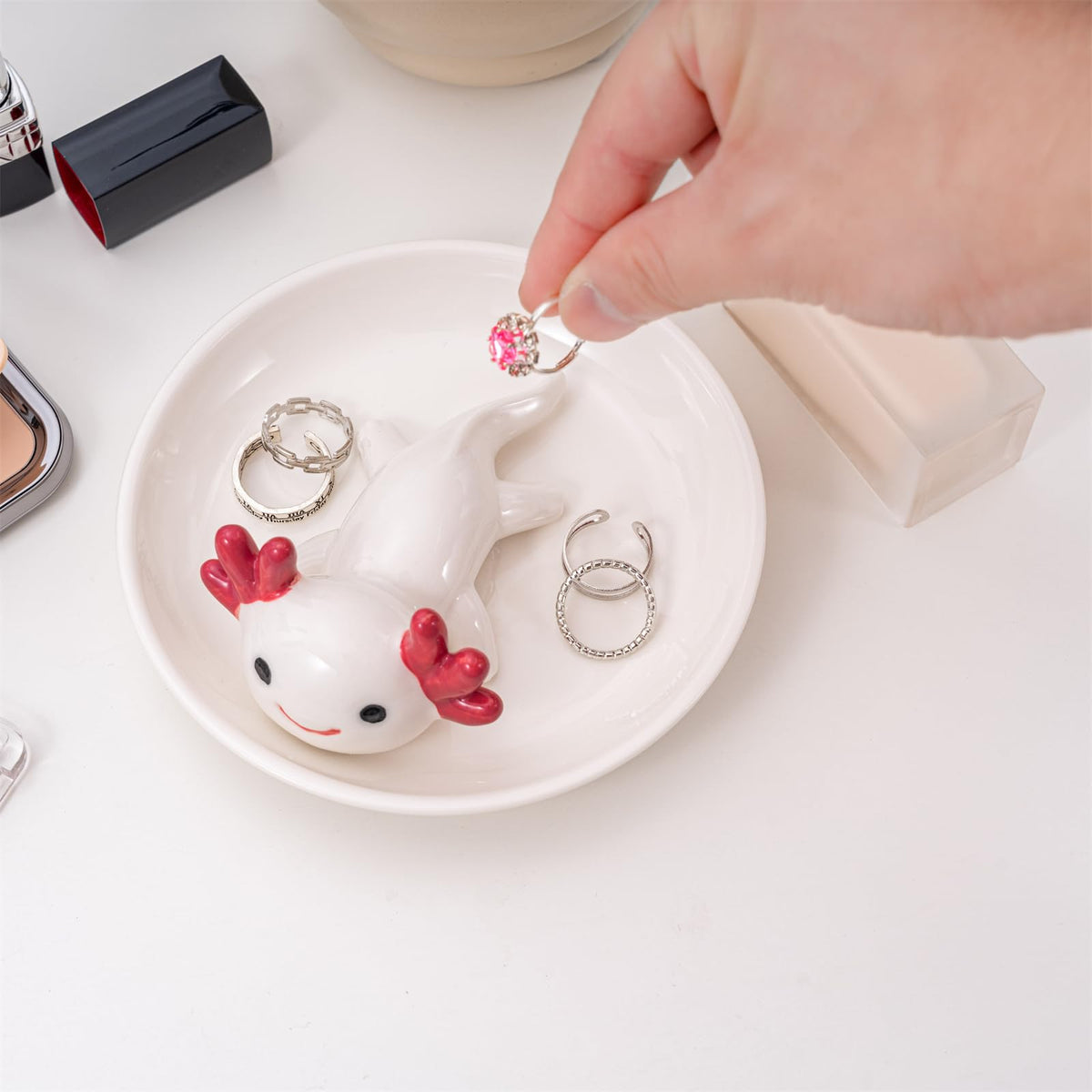 TAOJINJI Axolotl Ring Holder Jewelry Dish - Axolotl Gifts for Women Birthday Christmas
