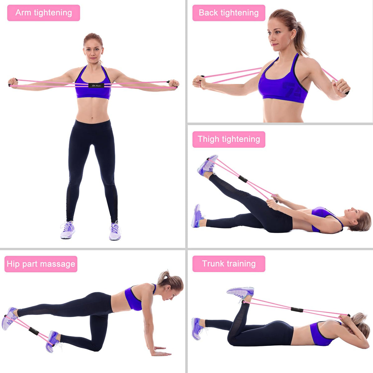 Figure 8 Resistance Band, Resistance Bands for Arms, Back, Shoulder Stretcher Exercise Bands with Handles, Upper Body Workout Equipment Set of 3 for Yoga Pilates Stretching Physical Therapy