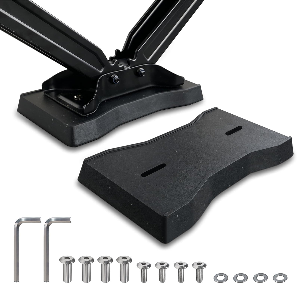 ROBLOCK RV Stabilizer Jack Pads 2 Pack, Heavy Duty Rubber Scissor Jack Leveling Blocks,Non-Slip Stabilizer Pad Solid Rubber Protection Foot for Travel Trailer Camper 5th Wheels,Black