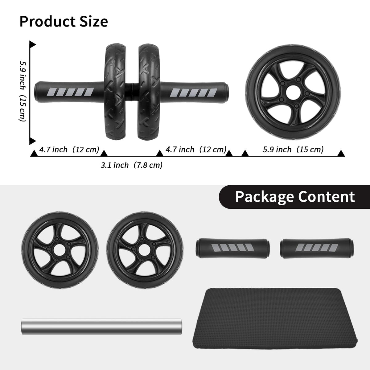 FEELCAT Convertible Ab Wheel Roller,Abs & Core Workout, Exercise Wheel with Knee Pad, Double Wheel Set with Dual Fitness Strength Training Modes at Gym or Home (Red Double Wheel)