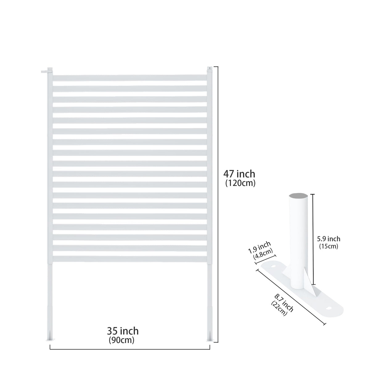 OnlyGarden Outdoor Privacy Screen Fence with Feet Stand 3 x 4FT, Freestanding Fence Privacy Screen for Outside, Metal Divider Stake for Garden Patio Balcony, Air Conditioner, Trash Can AC Fence White