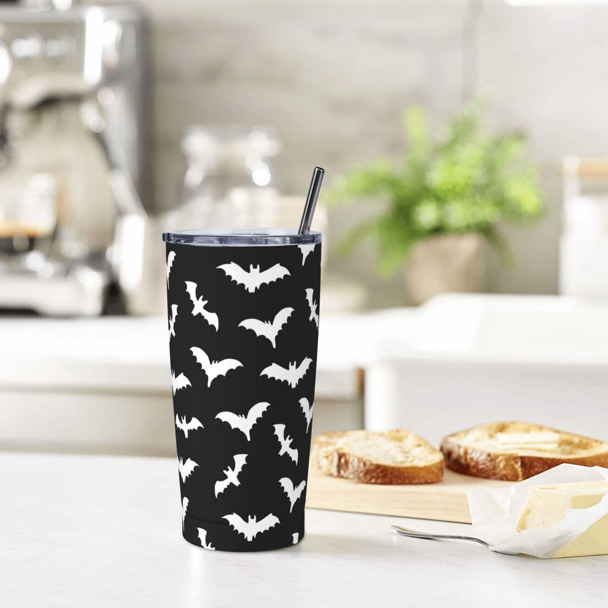 Perinsto Bats Halloween 20oz Travel Tumbler With Lid And Straw, Stainless Steel Tumblers Insulated Coffee Cup Mug Gift For Men Women