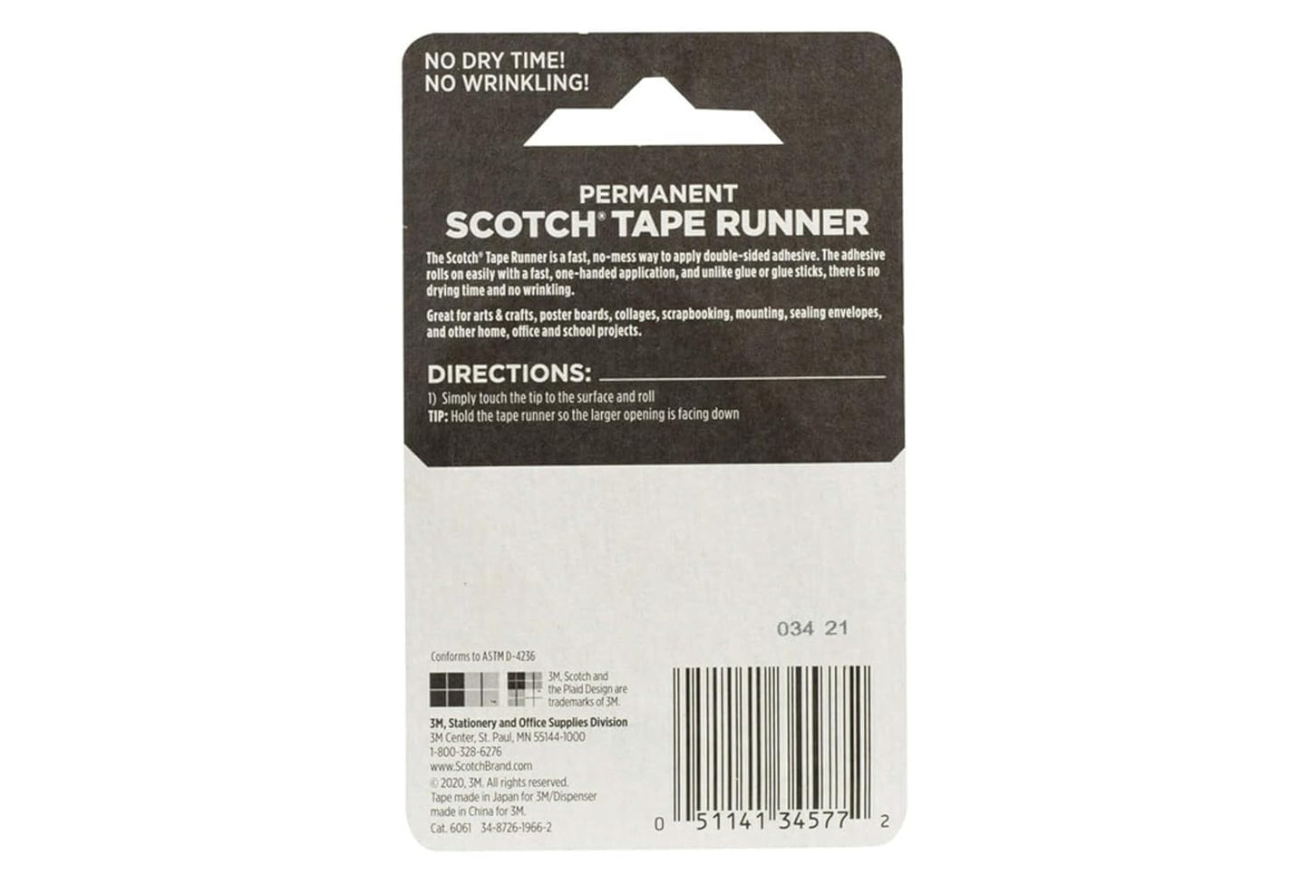 Scotch 6061 Scotch Double Sided Adhesive Roller Tape Runner, Permanent, Acid-Free, Photo-Safe Adhesive for Scrapbooking, Photo Mounting, and Crafts, 0.27 in x 26 ft per Roller, Pack of 3