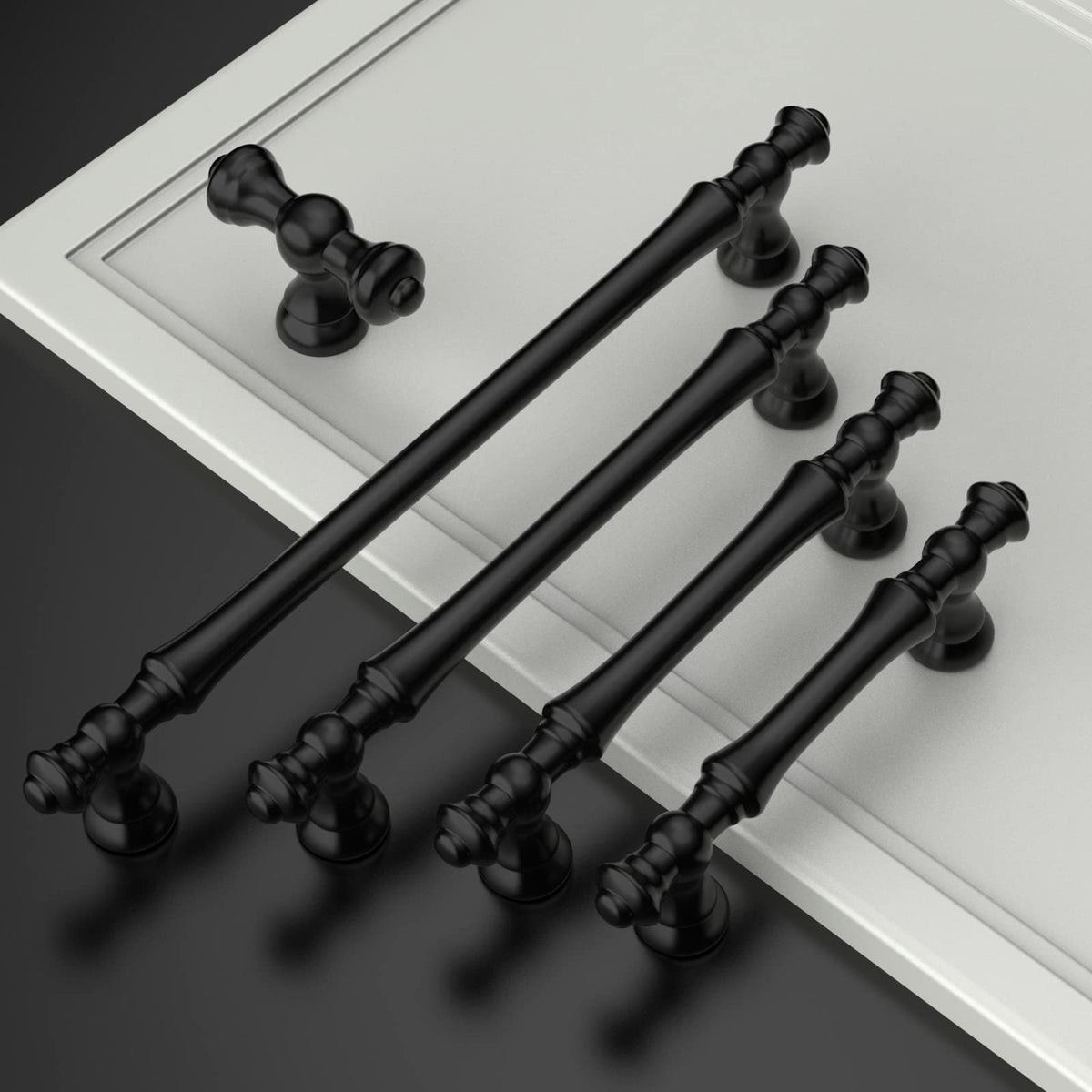 Amerdeco 10 Pack Matte Black Kitchen Cabinet Knobs 2.1 Inch(53mm) Single Hole Cabinet Handles Dresser Knobs Drawer Knobs and Pulls for Bathroom Cabinets