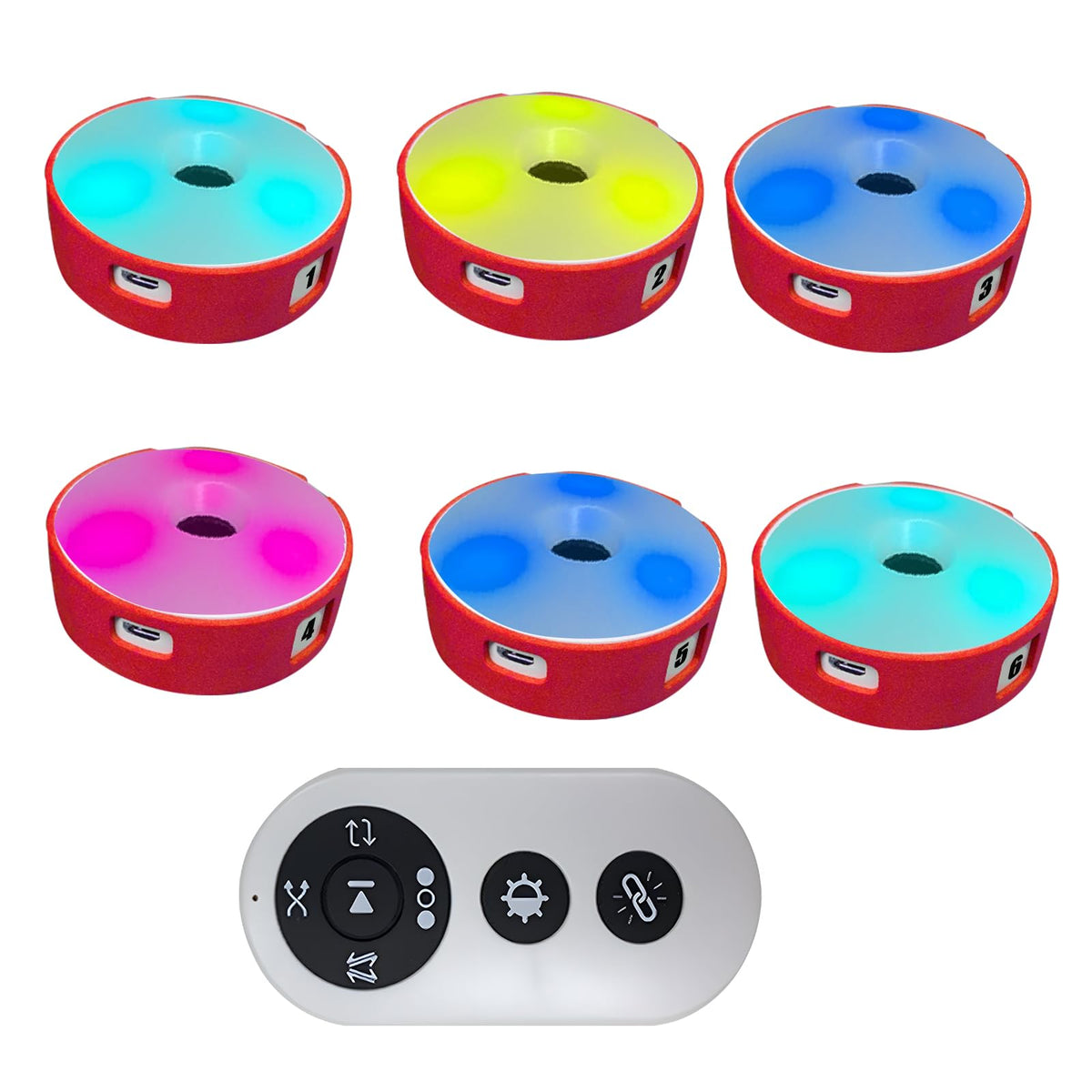 SYWAN Agility Training Lights, Reaction Training Light of 6PCS Sport Agility Light USB Charging, Last 10 Hours, 10cm Height Sensing Distance, 4 Light Color, 4 Mode, 270 Degree Viewable Angle