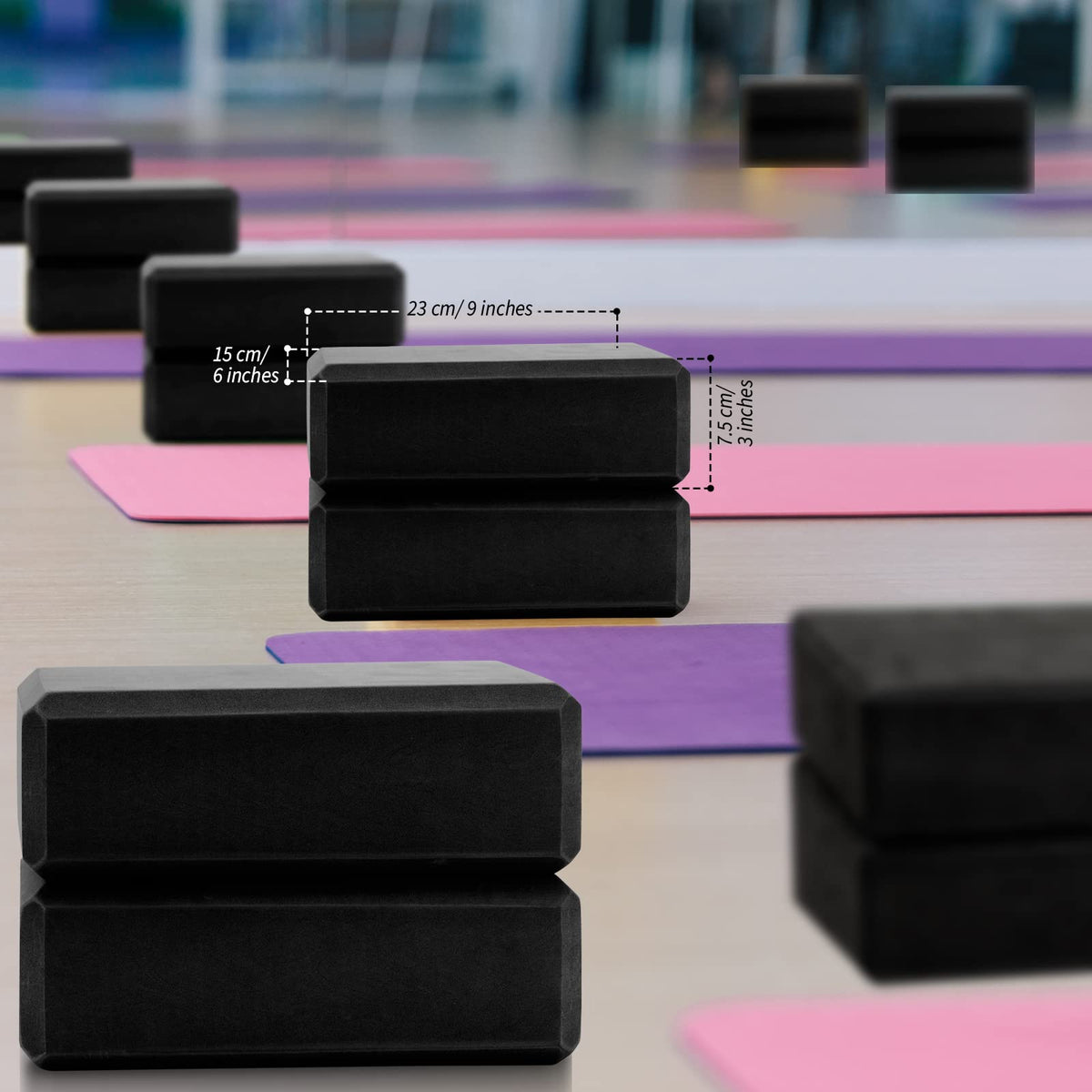 10 Pcs Foam EVA Yoga Blocks Lightweight Non Slip Supportive Yoga Bricks for Pilates Stretching and Meditation, Women Men Yogi Beginners(120g,Black)