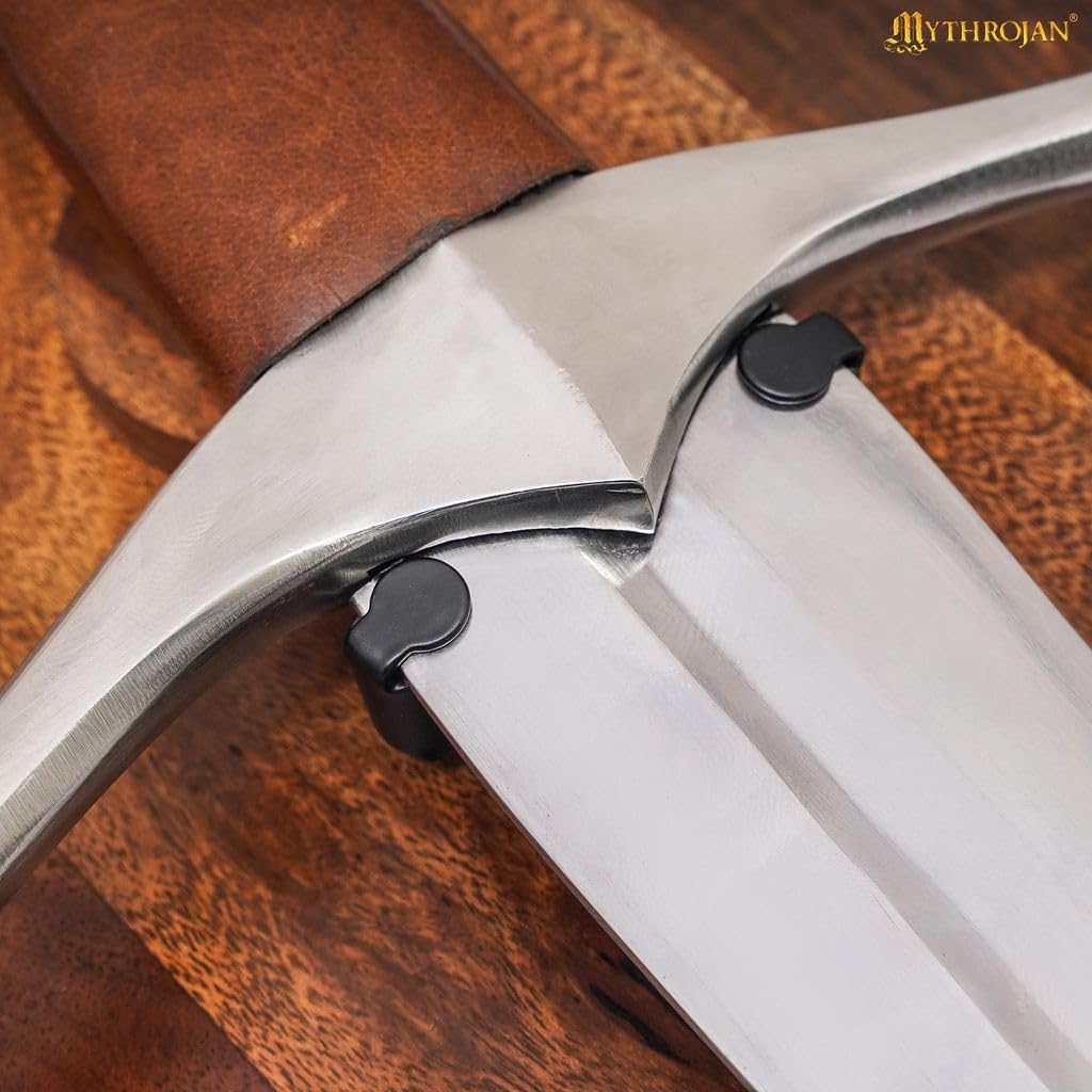 Medieval Sword Wall Display Plaque with Adjustable Steel Hanger– 10 × 9 in Acacia Hardwood Wall Rack for Medieval, Fantasy & Decorative Swords
