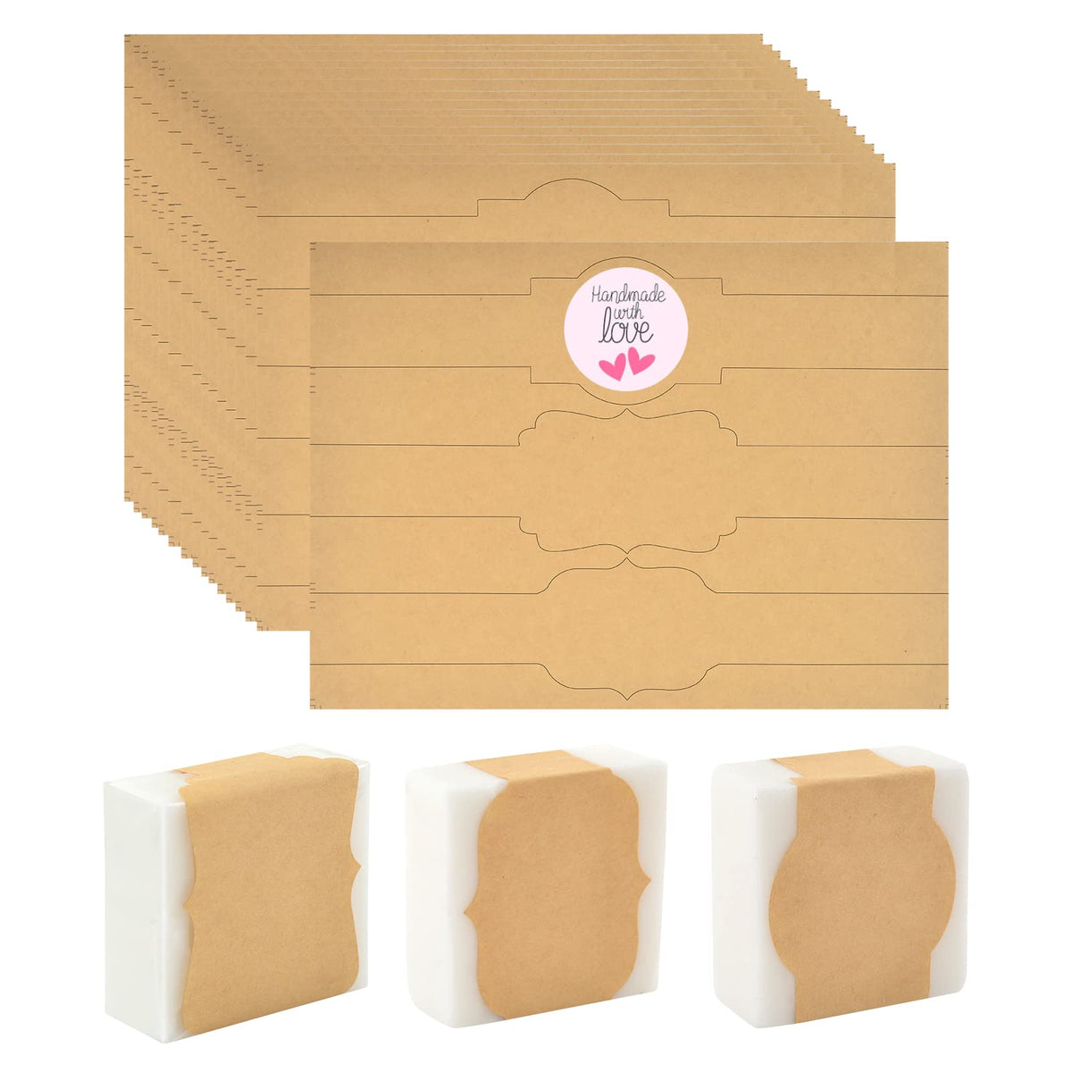 120 Pack Brown Kraft Soap Labels Stickers Soap Labels Soap Packaging Paper Wrap for Homemade Soap Soap Label Packaging Brown Kraft Soap Labels Soap Wrappers for Homemade Soap Packaging Supplies