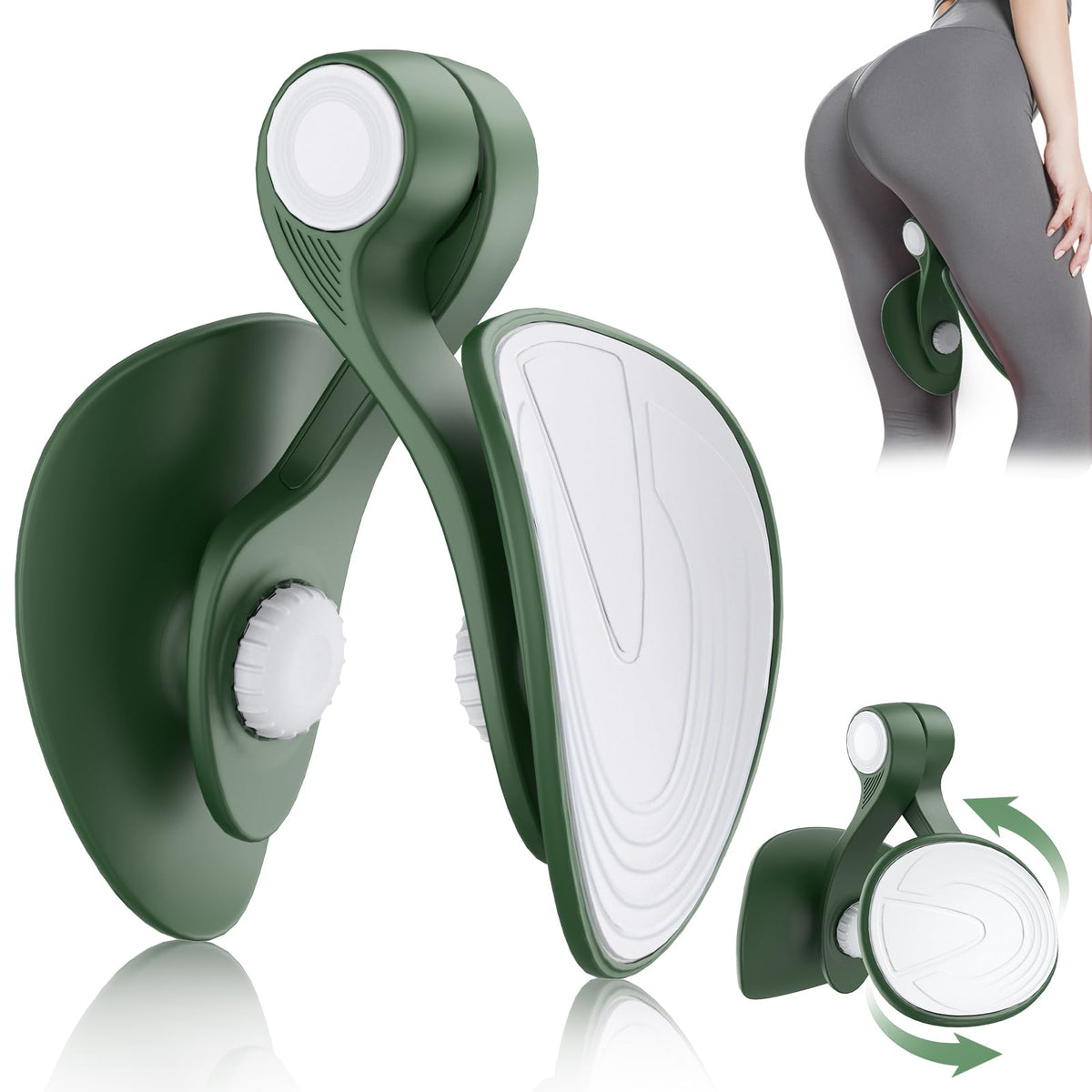 Kegel Exerciser, Pelvic Floor Muscle Exercise Devices for Women, Inner Thigh Exerciser Leg Workout Equipment Thigh Trainer for Male Hip Trimmer Inner Thigh Toner Workout (Dark Green)