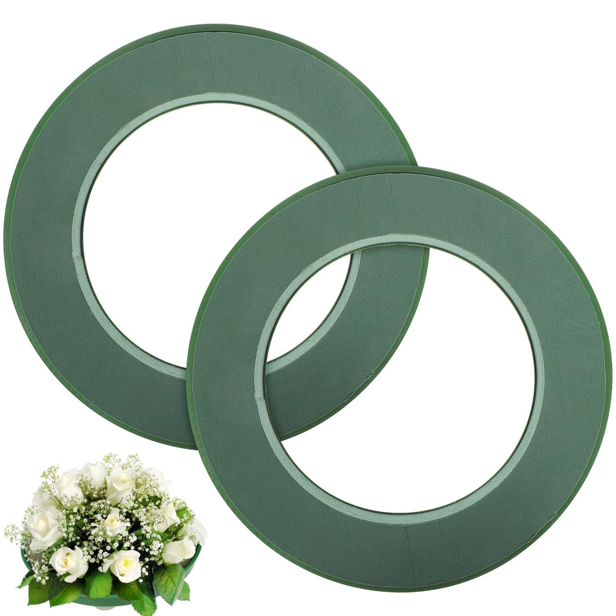 POPETPOP Floral Foam Ring with Suction Cup Wet Green Foam Block for Artificial Flower Arrangements Wedding Car Decoration Supplies DIY Florist Mud for Car Hood and Event Decor 11.8 Inch