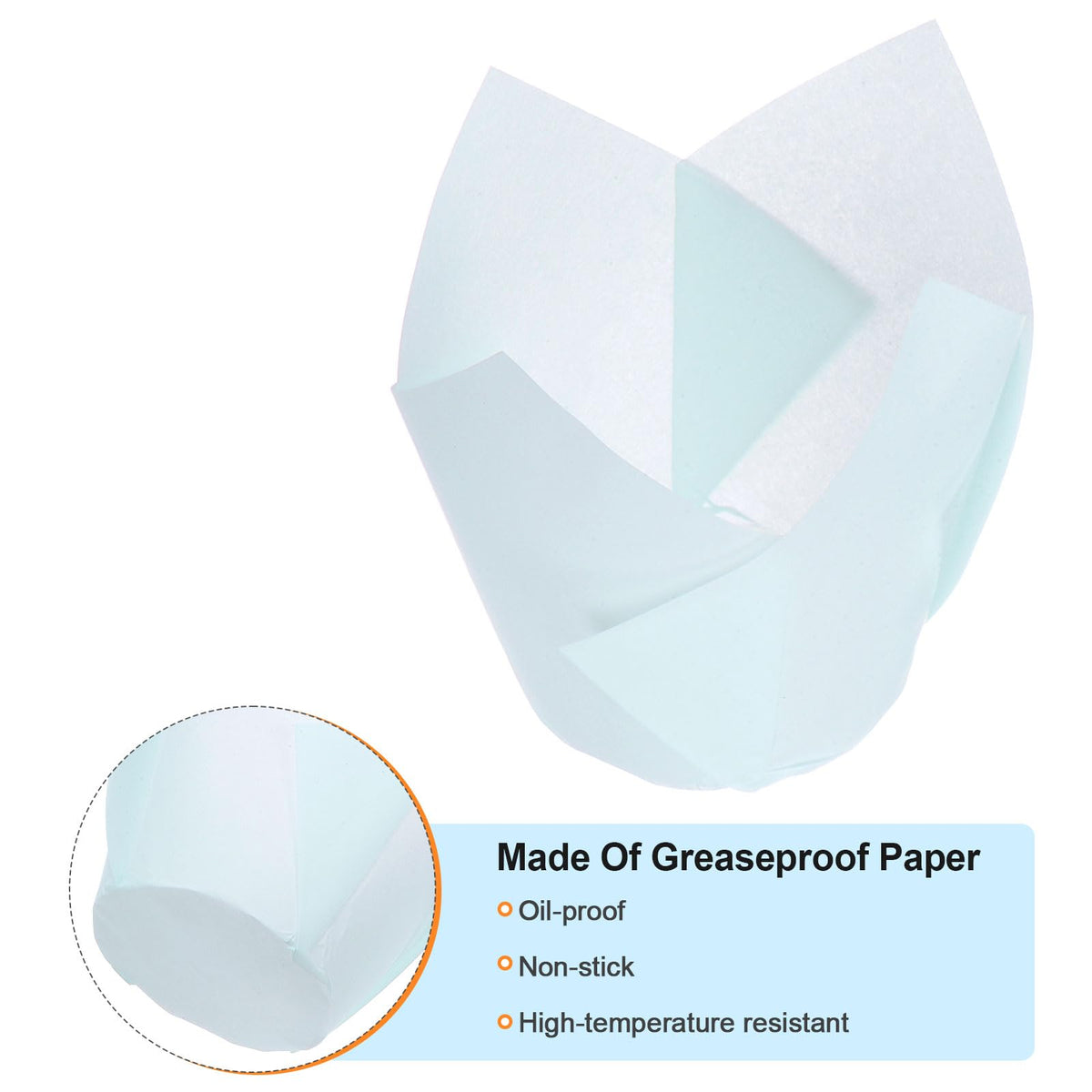 HARFINGTON 100pcs Tulip Cupcake Liners Greaseproof Baking Cups Paper Cupcake Wrappers Holders for Parties Weddings Birthdays, Blue