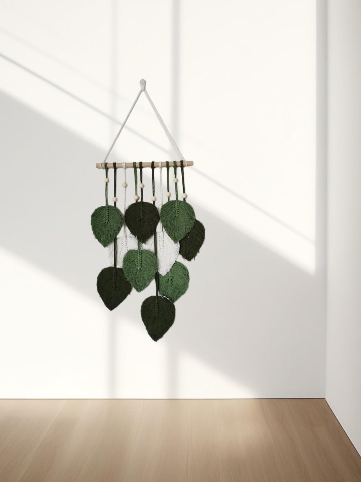Jditngp DIY Macrame Leaf Wall Hanging Beginners Boho Wall Leaf Tapestry Kit Handmade Woven Tapestry Feather Wall Hanging DIY Macrame Kit for Adults Birthday Gift DIY Craft Kits 11.8inch (Green)