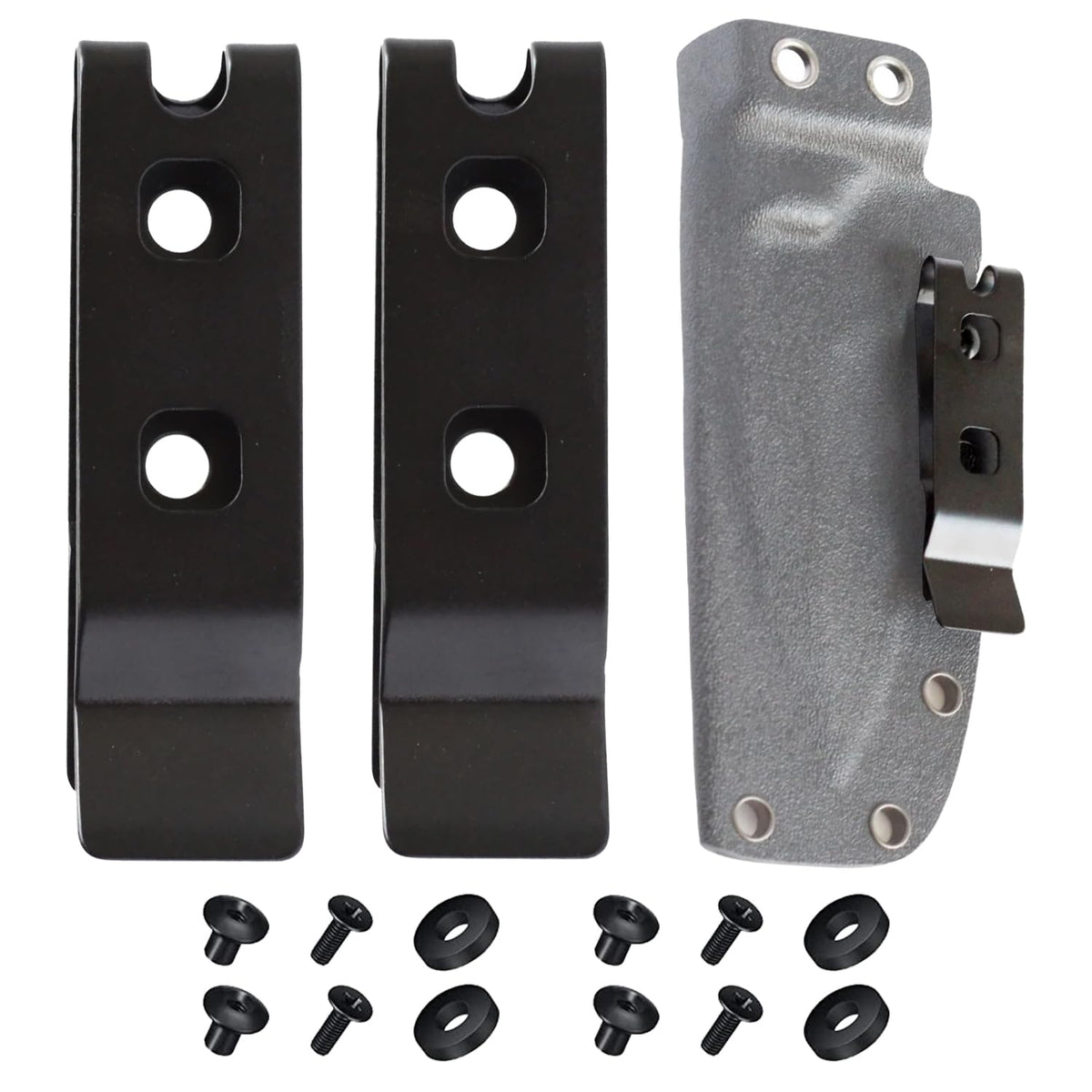 2-Pack Knife Sheath Belt Clip Holster Tactical Belt Buckle Kydex Belt Clip Universal Utility EDC Clip Camping Mag Pouches Sheath Tool with Screws for Holsters, Kydex Sheath, Metal Knife Clip