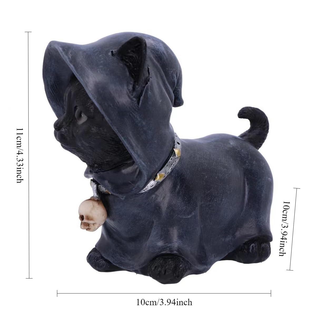 zhuja Halloween Cat Statue Decoration Black Cat Eating Gnome Statues Weird Gnomes Figures Decor for Outdoor Patio Lawn Yard Decor (Cape)