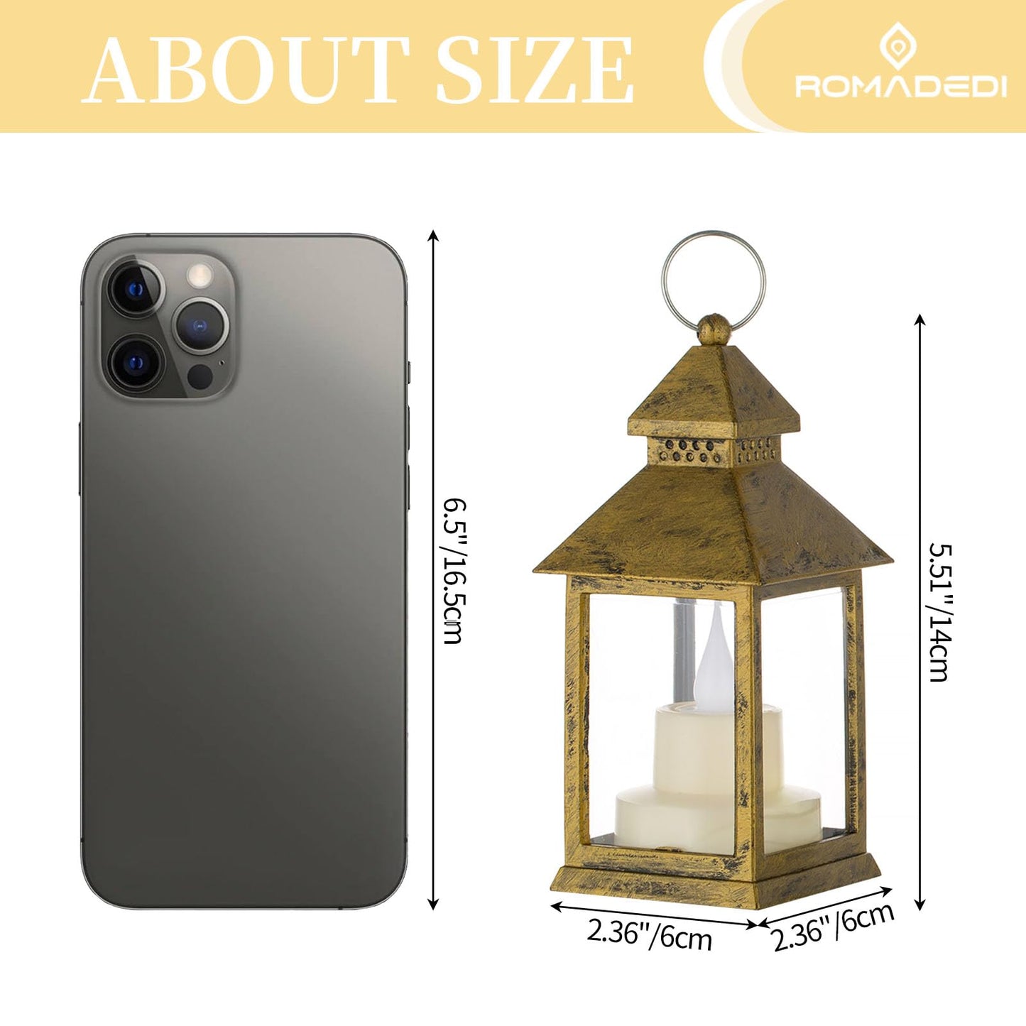 Romadedi Mini Lanterns Decorative for Wedding Centerpiece - 20 PCS Hanging Small Gold Lantern Bulk with Flickering LED Candles for Halloween Decorations Christmas Table Decor, Batteries Included
