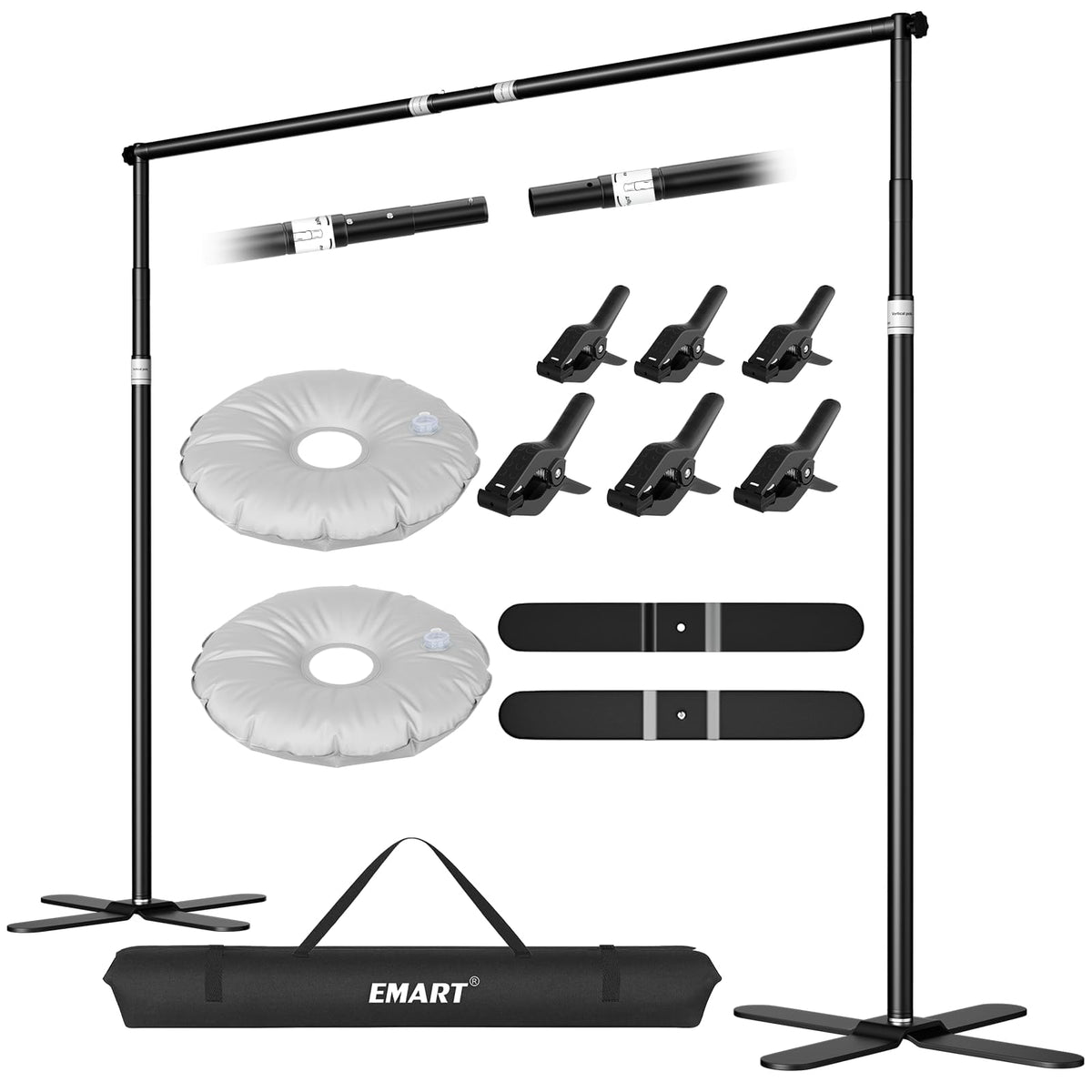 EMART Pipe and Drape Backdrop Stand Kit 8.5x10ft, Heavy Duty Back Drop Adjustable Stand with X-Shaped Base, Metal Background Frame for Parties Wedding Birthday Decoration Photography Photo Booth Video