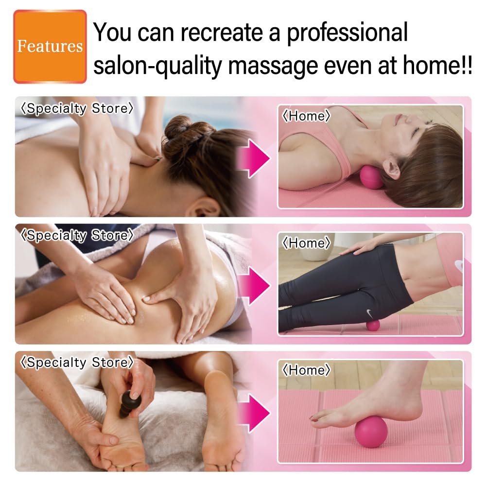 Massage Lacrosse Balls for Myofascial Release, Trigger Point Therapy,Manual Massage Balls, Muscle Knots, and Yoga Deep Tissue Massage. Set of 2 Firm Balls (Pink＆Light Pink)