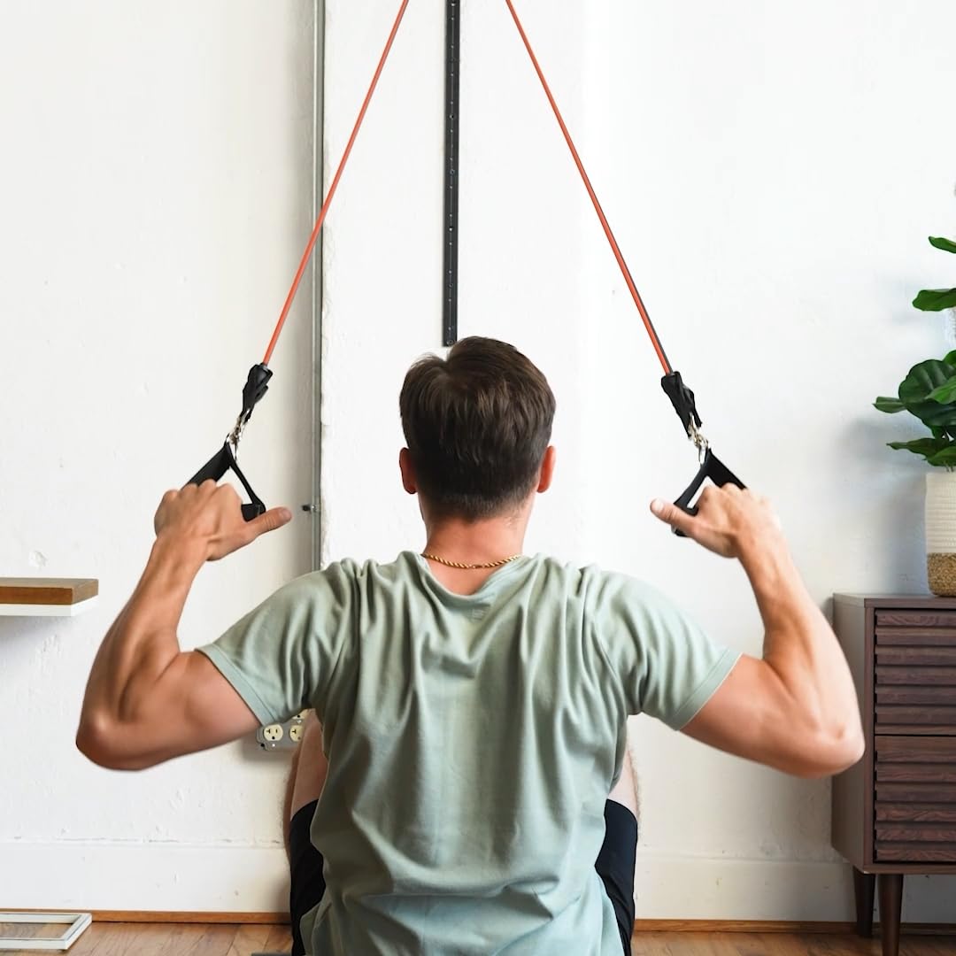 Myosource Kinetic Bands Space Saver Gym Resistance Bands Exercise Equipment for at Home Fitness Workout | Resistance Band Wall Anchor with 1 Rail, 1 Rail Car (Without Resistance Bands)