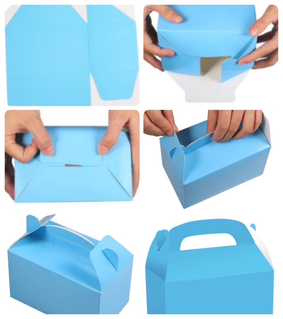 KUPOO 24pcs Cardboard Gable Boxes with Handles - Multi-Occasion Gift Boxes for Halloween, Christmas, Thanksgiving, Birthday, Wedding, Baby Shower (Red, Pack of 24, 6.3" x 3.7" x 3.7")