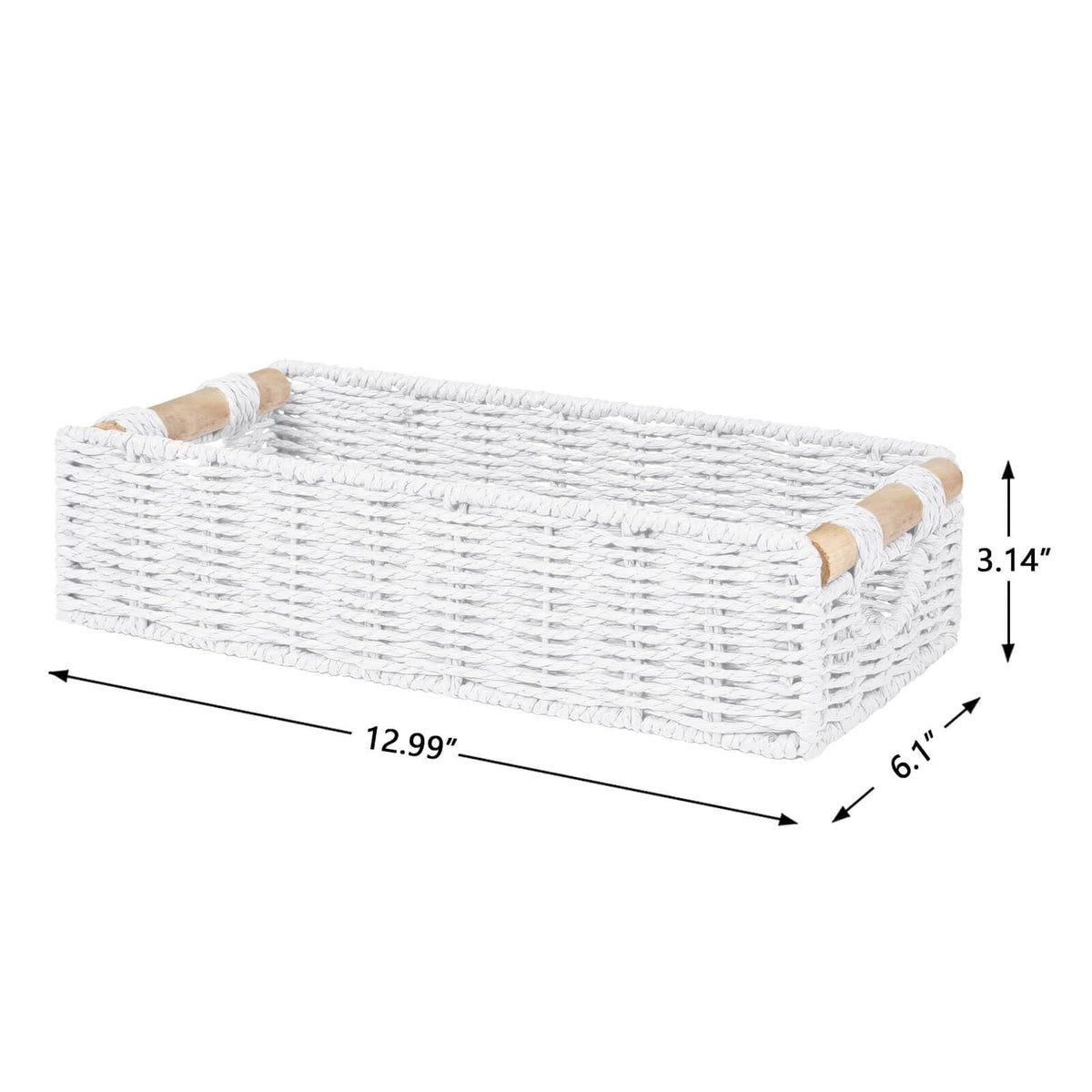 CubesLand Back of Toilet Storage Basket for Organizing w/Cut Out Handle, Handwoven Toilet Tank Top Paper Baskets, Small Wicker Decorative Basket for Countertop, Home, Living Room, Nursery, White