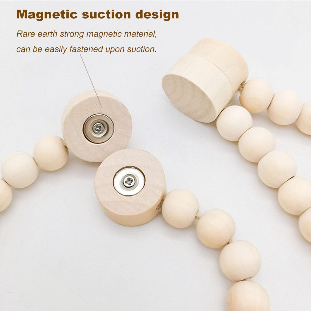 BDHRKTE 2 Pieces Wooden Beaded Curtain Tiebacks, Tassel Curtain Buckles Magnetic Curtain Buckles, Rainbow Tassel Curtain Tiebacks No Punch Decoration (Pink)