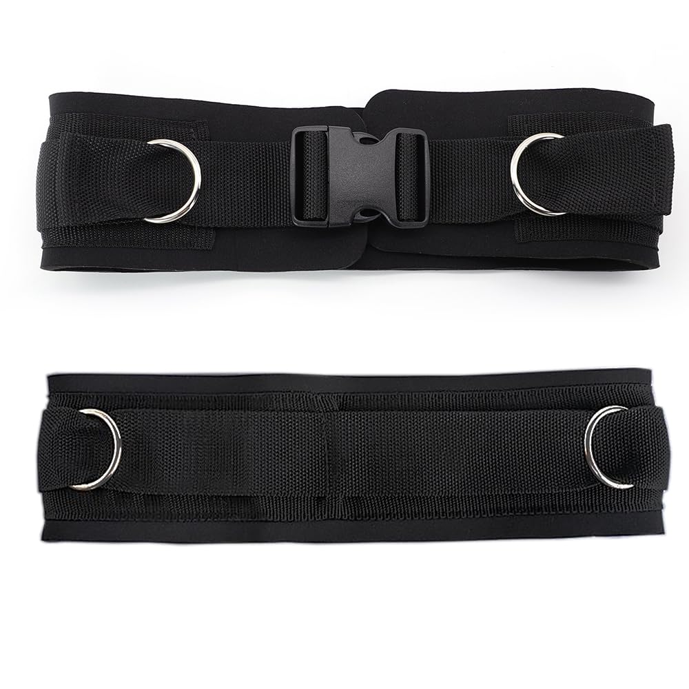 LOOEEL Adjustable Waist Belt Soft Neoprene Padded Belt with 2 Movable Rings for Cable Machines Fitness Exercise Speed Agility Resistance Training