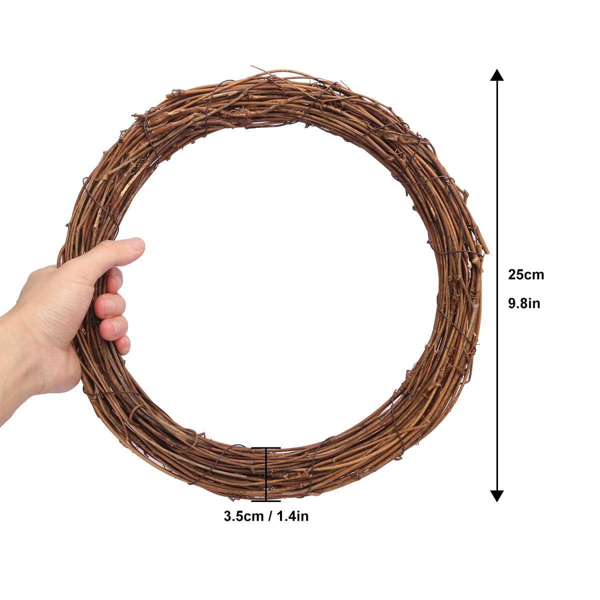 KUKLIPJIM 7 Pcs 10 Inch Natural Grapevine Wreath Set, Hand-Woven Vine Branch Wreaths for DIY Crafts, Christmas Decorations, Home & Event Styling
