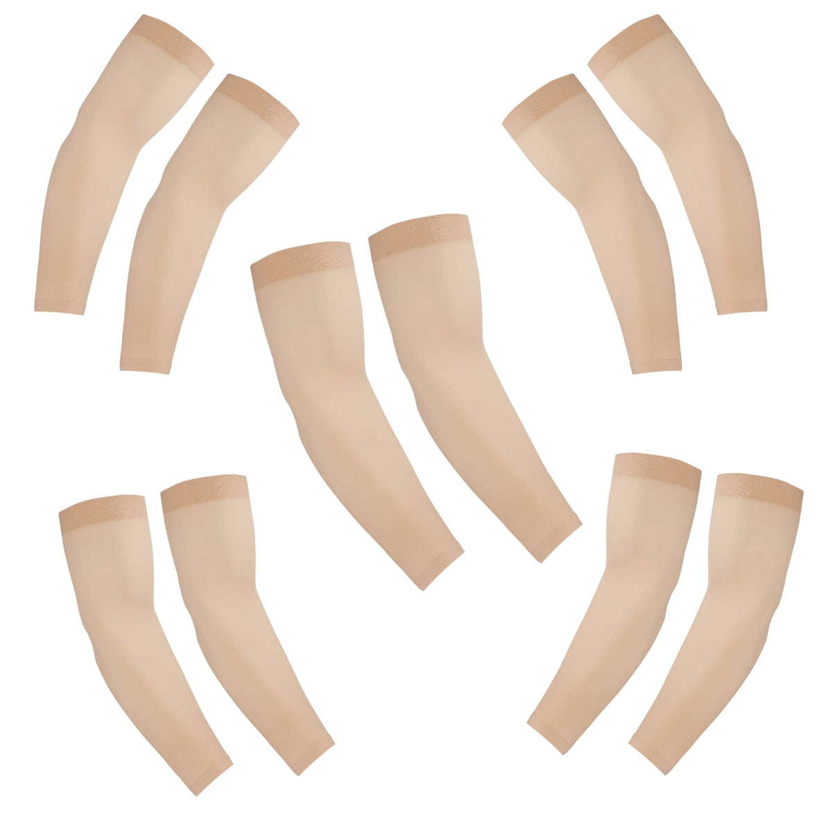 KUHNMARVIN Women Compression Arm Sleeves for men to Cover Arms Tattoo Cover-Up Volleyball Sleeve Softball Pickleball (5Pairs Nude)
