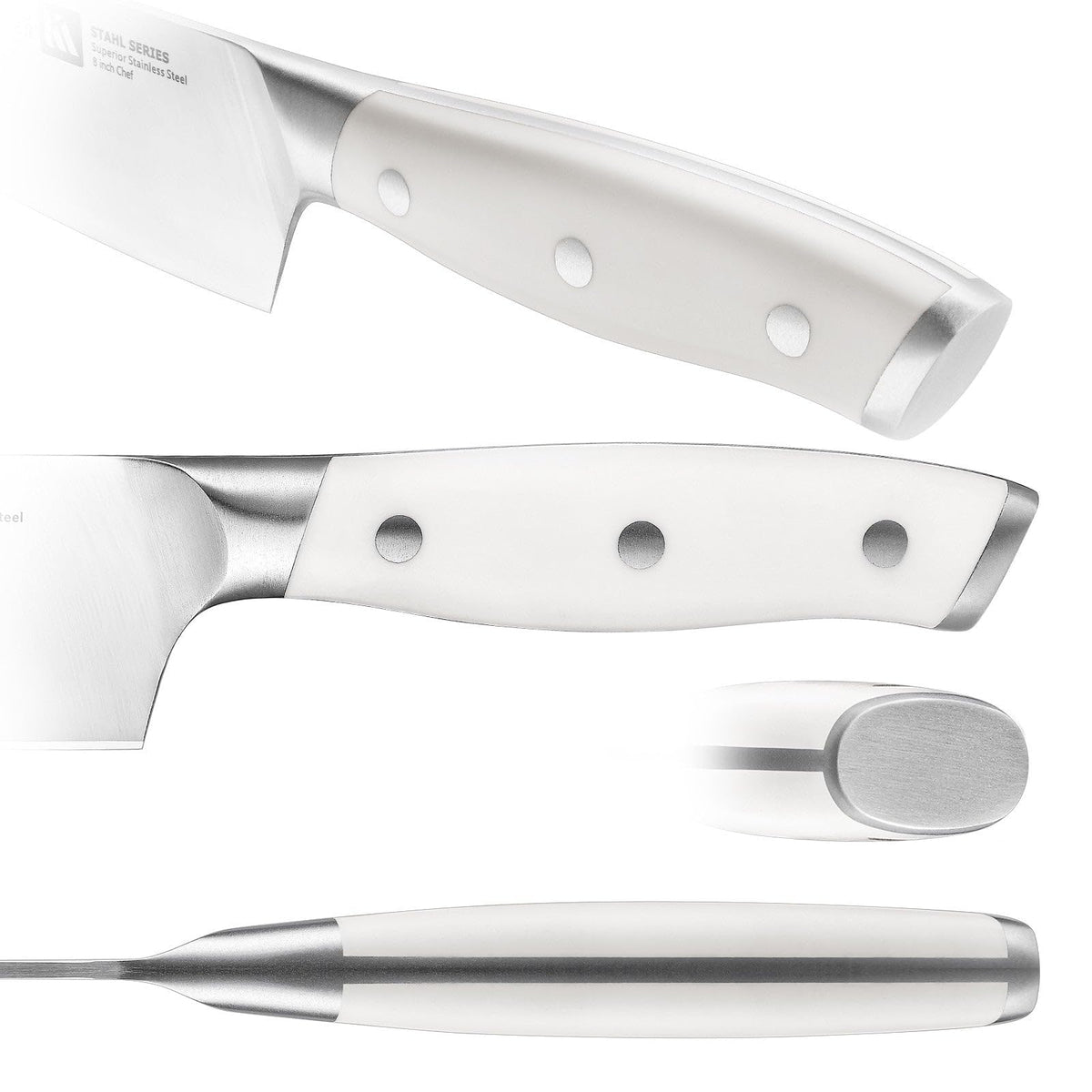 Klaus Meyer Stahl 3.5 inch Paring Knife High Carbon Exclusive German Steel Fruit Knife, Small Kitchen Knife with Ergonomic Handle (White)