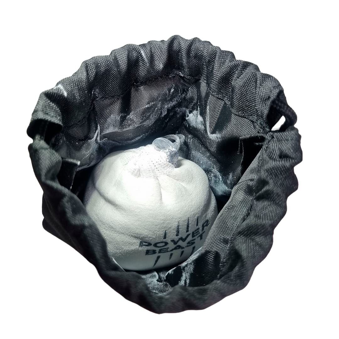 POWER BEAST Refillable Chalk Ball + Bag, Boulder Chalk, Sport Chalk, Gymnastics, Rock Climbing, Bouldering, Weightlifting, Climbing, Pole Dance, Bodybuilding, Tennis, Padel, Cross Training, Gym.