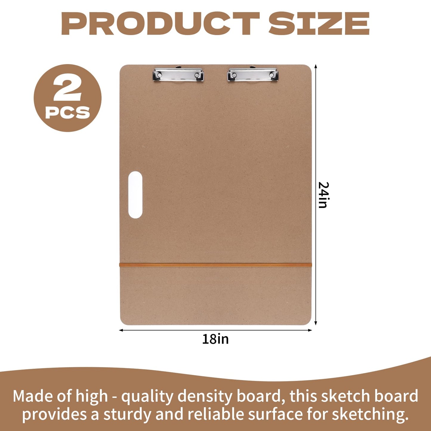 2pcs 18" x 24" Artist Sketch Tote Board, Lightweight Hardboard Drawing Board with Clips and Handle for Art, Sketching, Travel, Classroom,Studio or Field Use