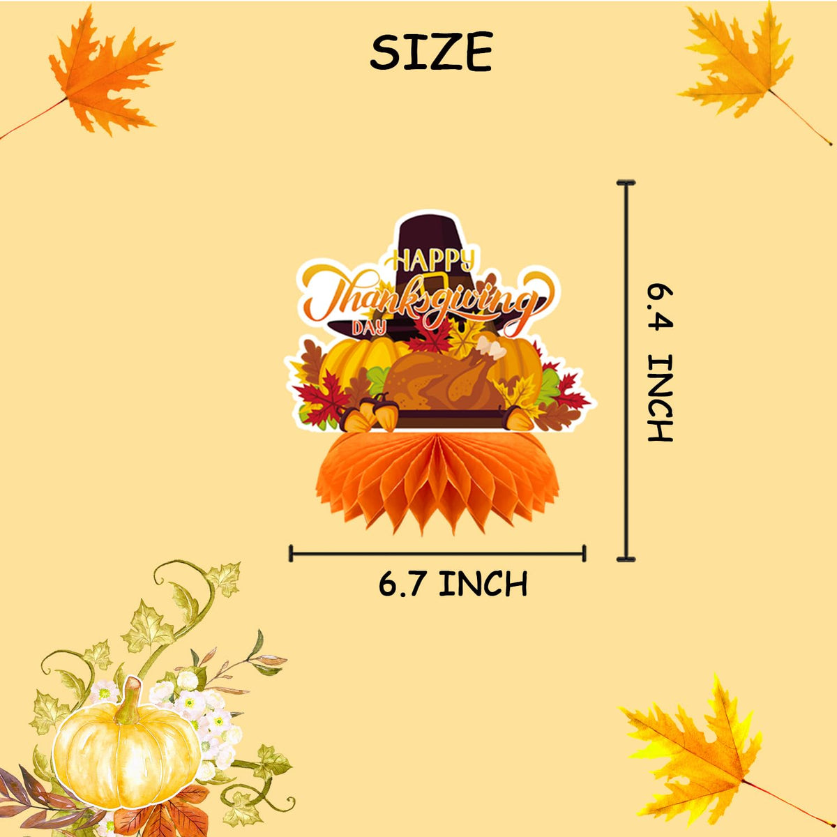Thanksgiving Decorations, 9 Pack Thanksgiving Table Decorations, Honeycomb Fall Table Centerpieces for Thanksgiving Party, Harvest Themed Décor with Pumpkin, Turkey, Squirrel, Truck, Mushroom