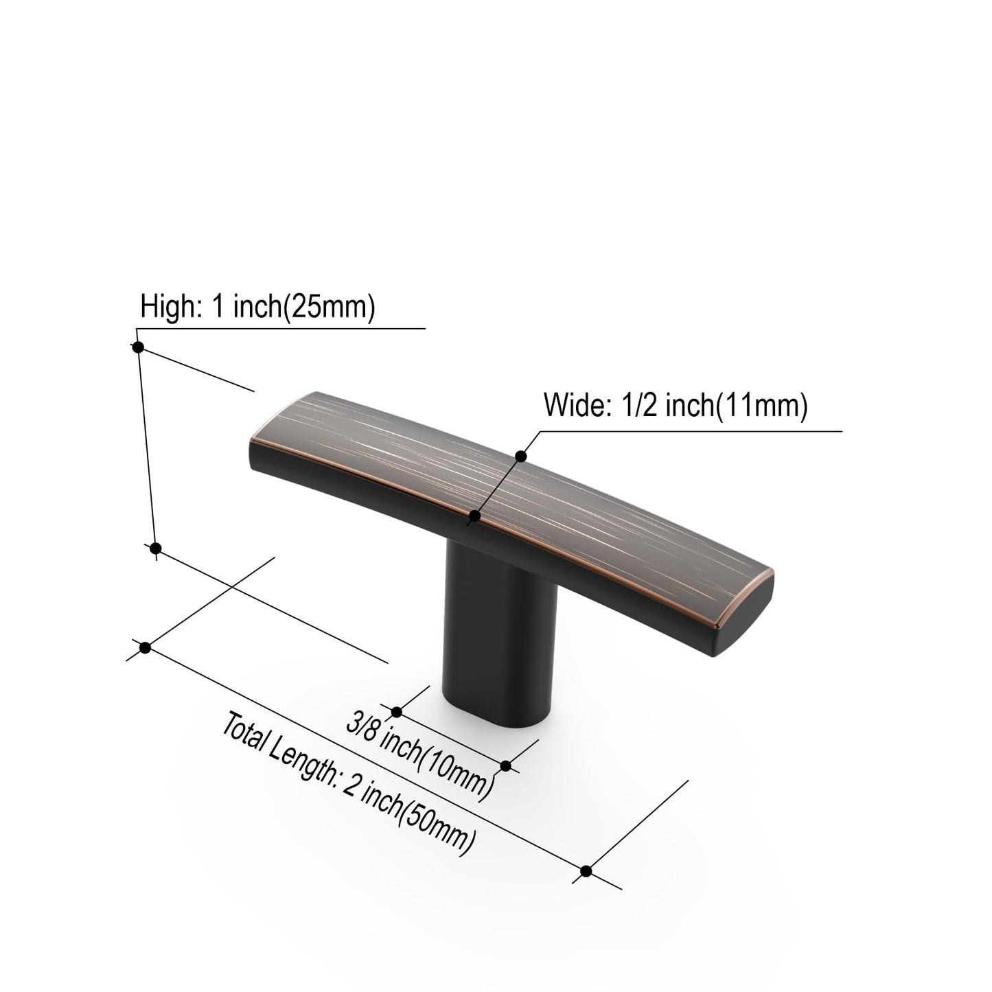Amerdeco 10 Pack Oil Rubbed Bronze Cabinet Knobs Single Hole Cabinet Handles 2 Inch Solid Zinc Alloy Cupboard Drawer Knobs Kitchen Cabinet Knobs T Bar Hardware ZH0003ORBK