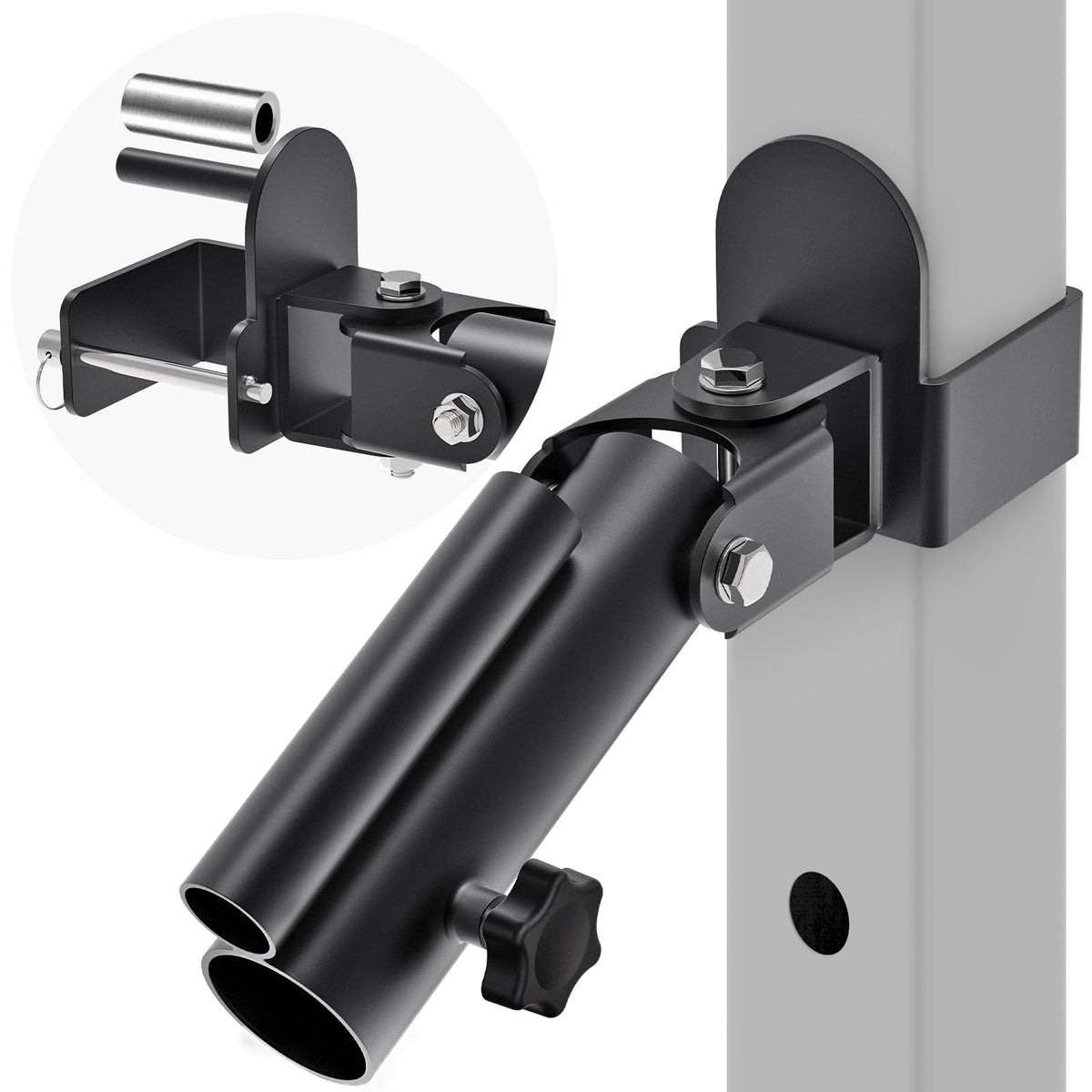 SELEWARE T Bar Row Landmine Attachment for 3" x 3" Power Rack with 5/8" or 1" Hole - Versatile Fit for 1" Standard Bar and 2" Olympic Bars, Free Swivel Heavy Duty Structure
