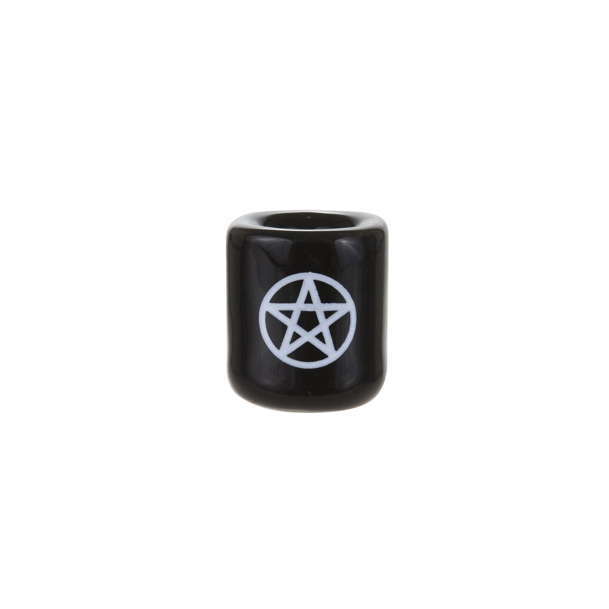 Mega Candles 5 pcs Ceramic White Pentacle Chime Ritual Spell Candle Holder - Black