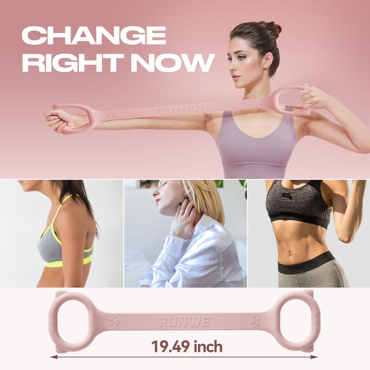 Figure 8 Workout Resistance Band 20lb Elasticity,Thicker Durable Arm Back Shoulder Exercise Elastic Rope, Used As Yoga Straps Pilates Flexbands, Workout Chest Stretch Bands for Physical Therapy