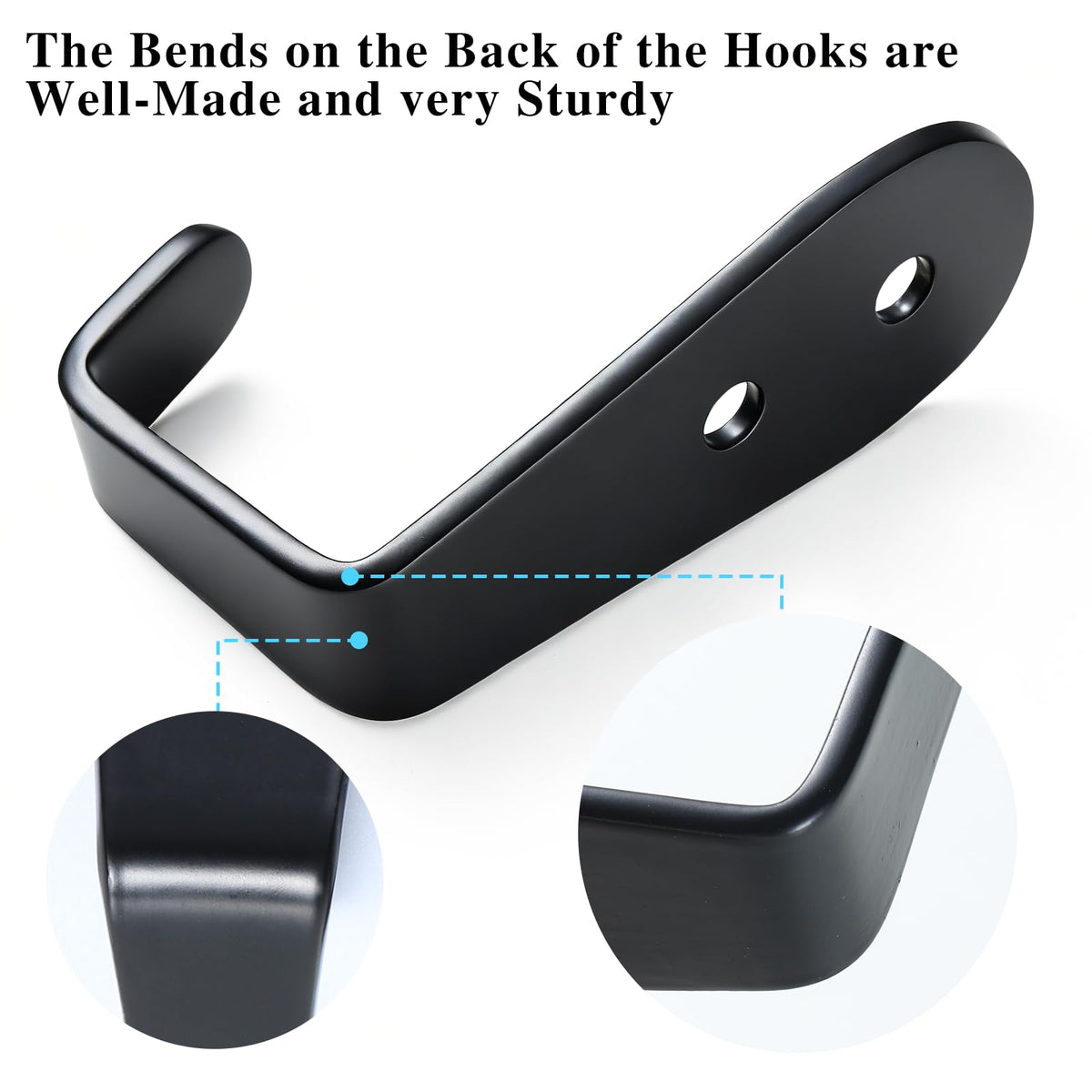 IBERDE Stainless Steel Hooks for Hanging, Heavy Duty Hook, Wall Hooks Key Holder Wall Mount Hanger Coat Hook Garage Storage Screw Utility Hooks, 8 Pack (Black)