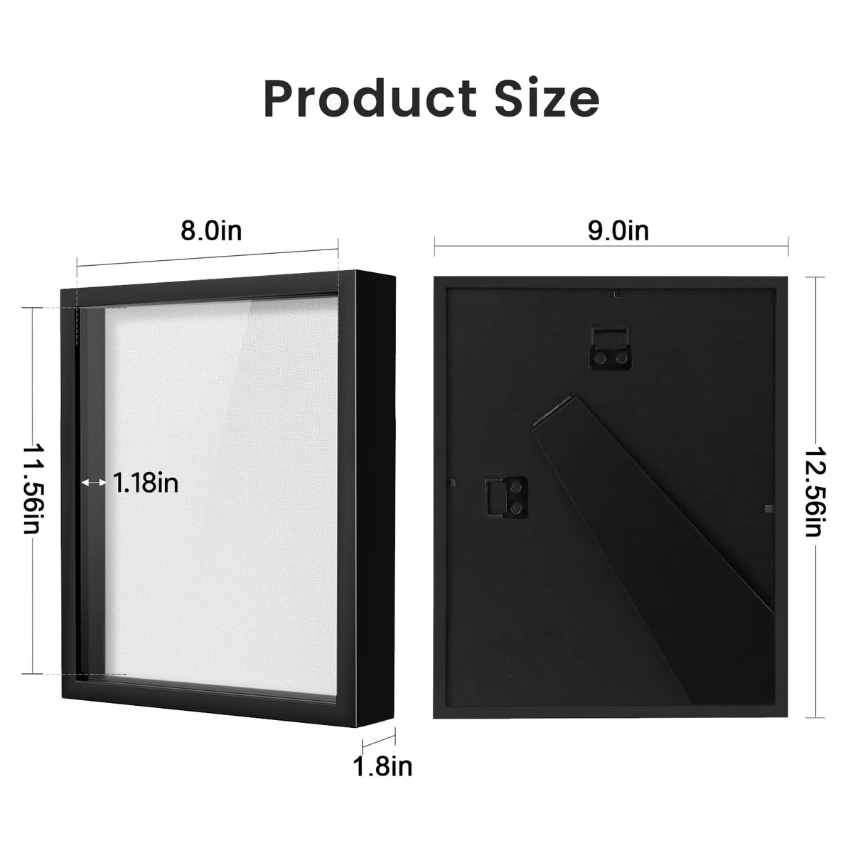 Black A4 Shadow Box Frame, 1.2 Inch Deep MDF Wood Shadow Box with Acrylic (Not Glass), Wall Mount & Tabletop Display Case for Dried Flowers, Medals, Memorial Keepsakes, Crafts