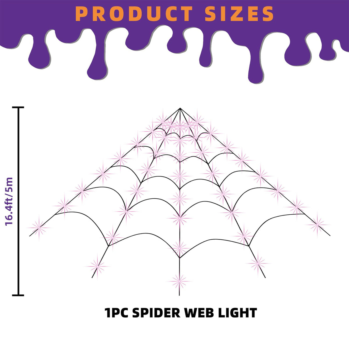 Kendane Halloween Decorations Outdoor and Indoor, 250 LED Halloween Spider Web Light Decorations, 200" Large Light Up Spider Web for Yard(Purple)