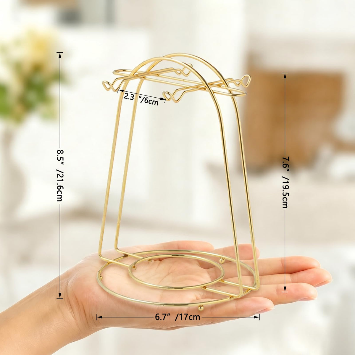 YY YEARCHY Coffee Mug Holder, Espresso Cups Holder Cup Drying Rack Cups Drainer Stand Metal Mug Tree Cups Organizer with 4 Hook Hangers for Kitchen Counter and Tea Party(Gold)