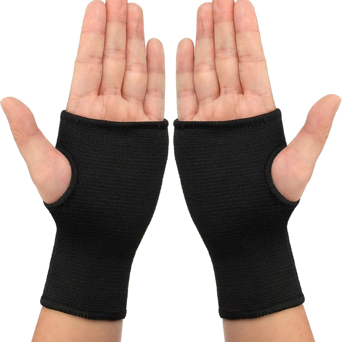 JUSDIQIR Palm Brace Wrist Support Sleeves (1 Pair), Everyday Use Wrist Brace, Compression Carpal Tunnel for Wrist Pain Relief, Fitness Gloves, Sports Glove, Wrist Brace for Men and Women (M, Black)