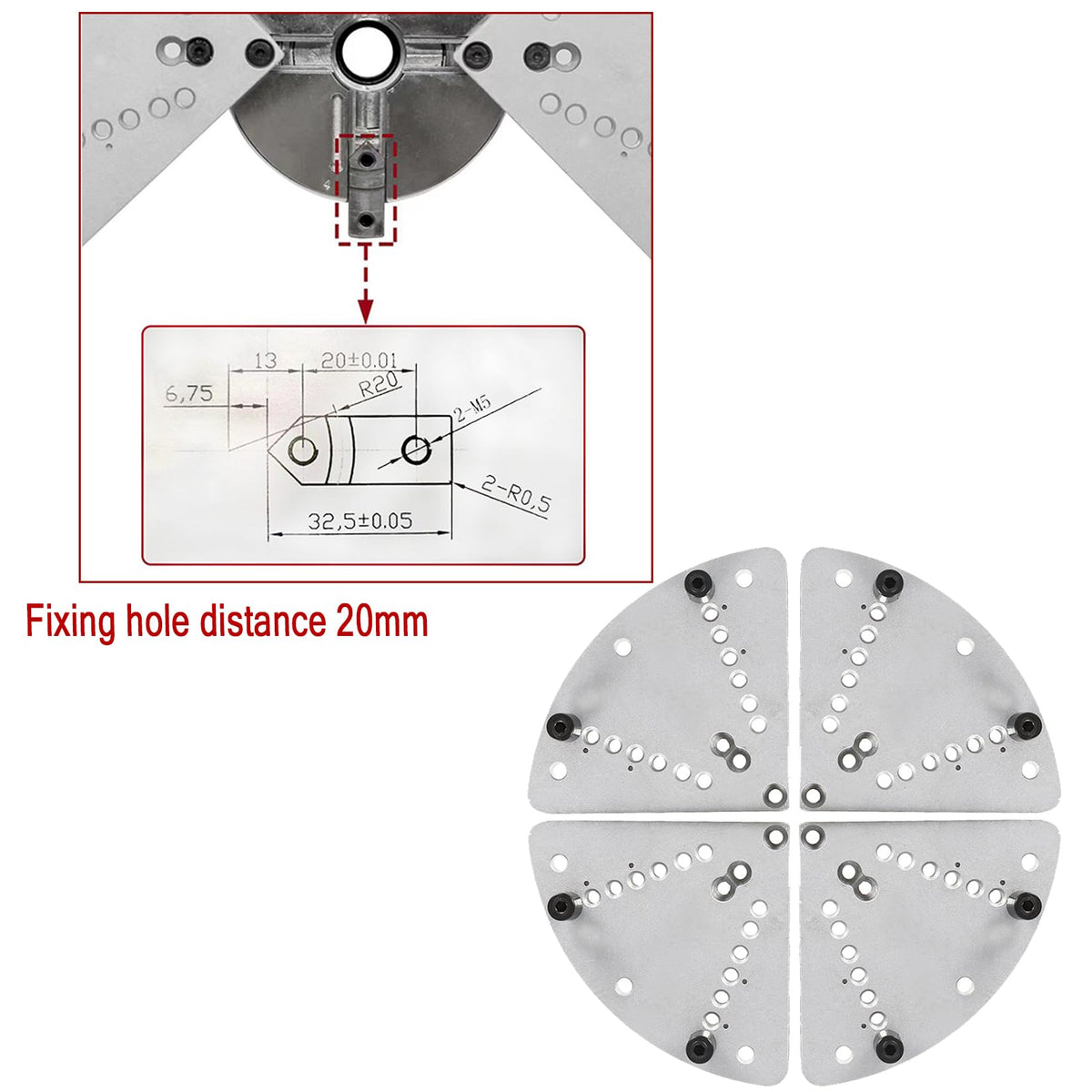 findmall 8-1/4 Flat Lathe Chuck Jaws for Finishing and Polishing Woodturning Bowl and Plate Bottoms