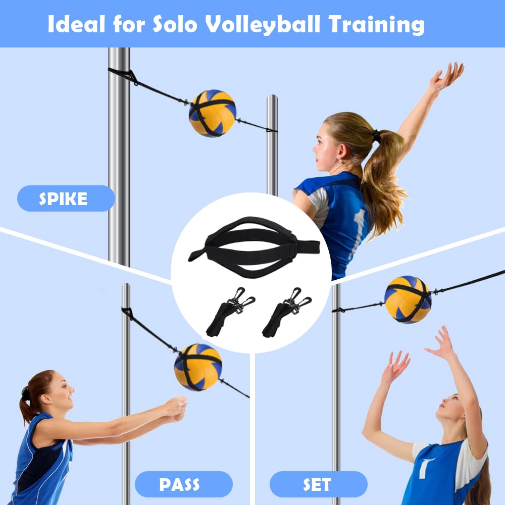 ENERACES Solo Volleyball Trainer Pro Kit with Rebounder – All-in-One Volleyball Training Equipment for Serving, Spiking & Setting Practice, Youth & Teen Practice Gift with Stickers & Bracelet