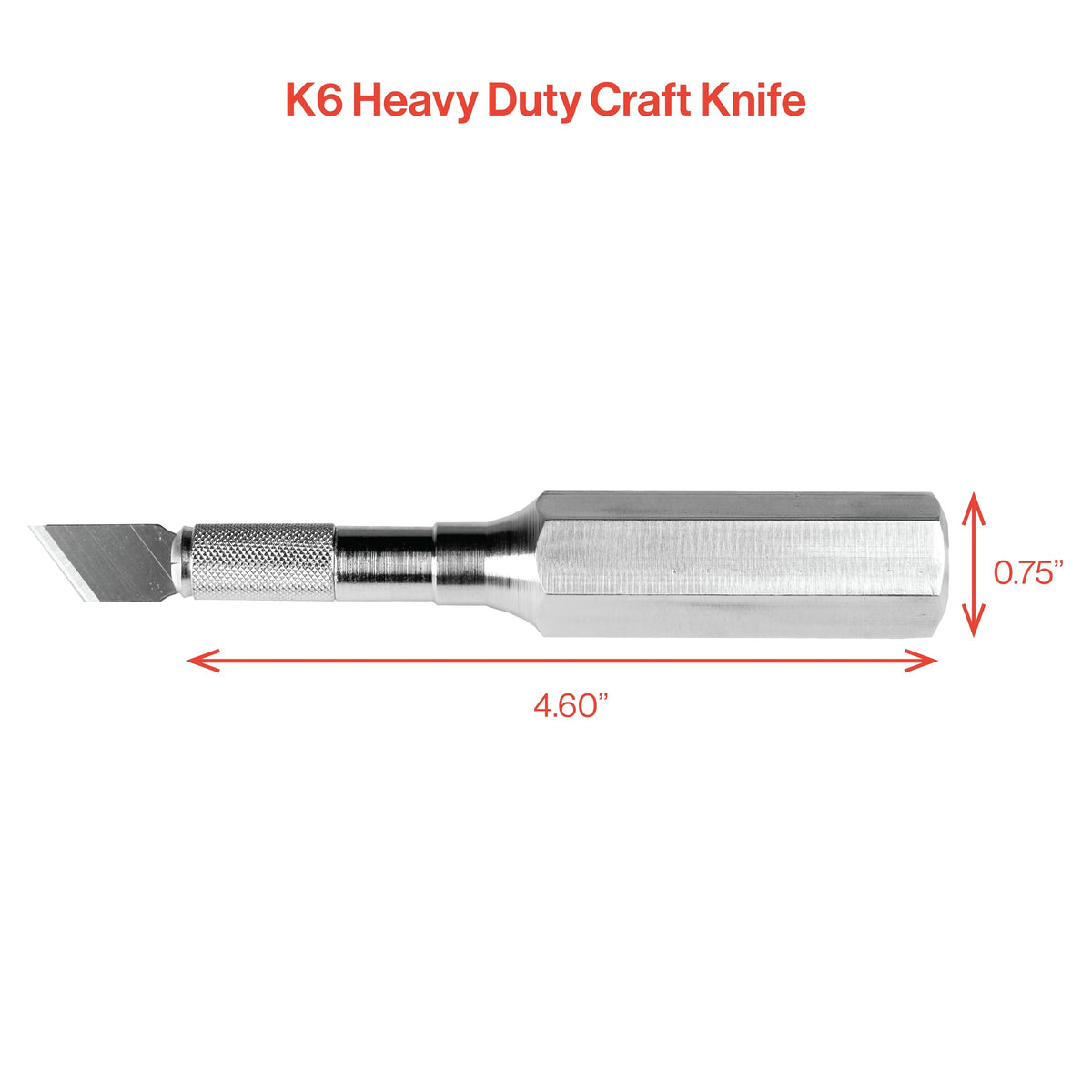 Excel Blades K6 Heavy-Duty Precision Knife – Hexagonal Metal Handle with Angled #19 Blade – Easy-Change Craft Knife for Cutting Thick Materials, Paper, Plastic and Wood - Made In USA