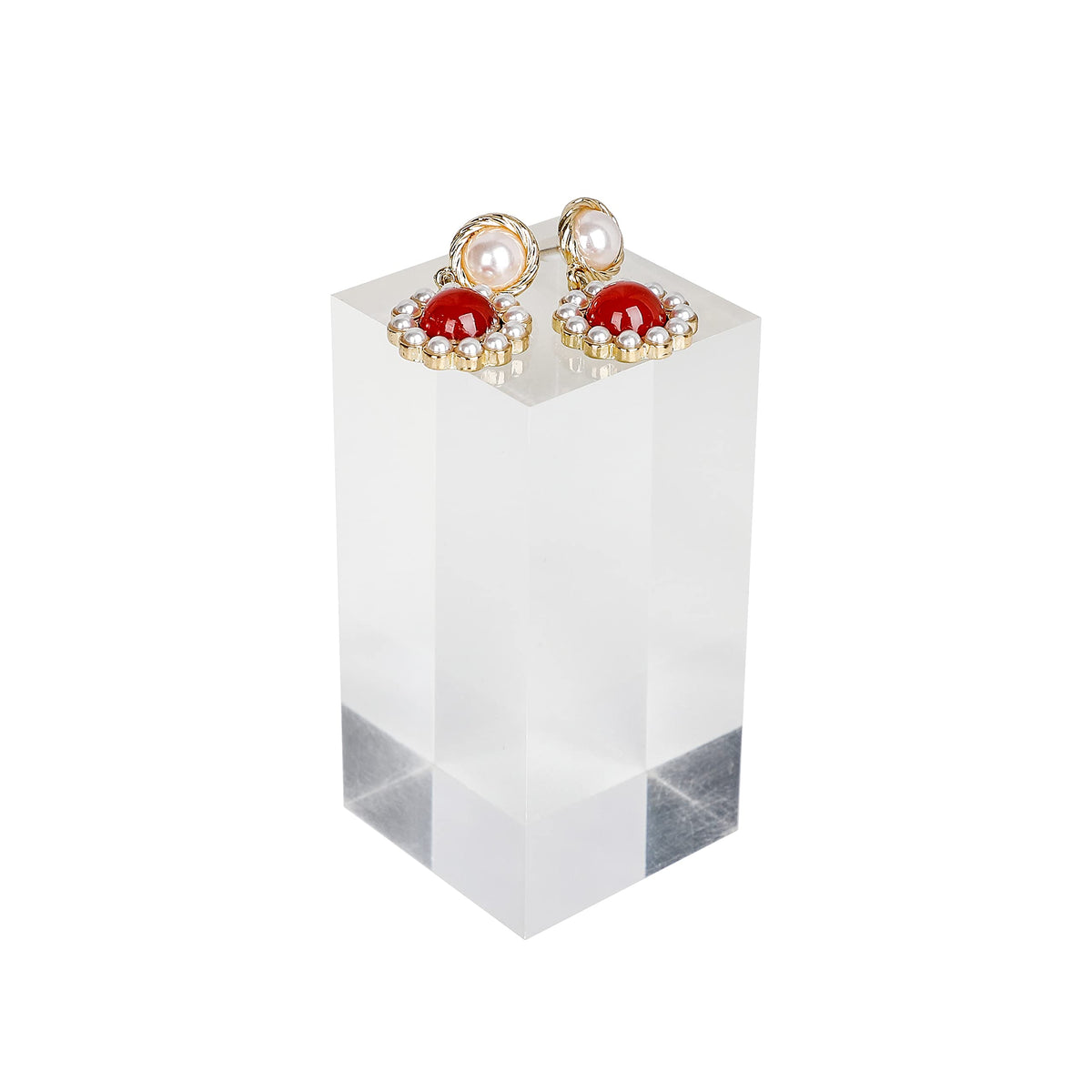 GemeShou Acrylic ring risers for display, Clear jewelry stand display risers, Retail earring riser for display home decor【1.57 L x1.57 W x3.15 H inch】