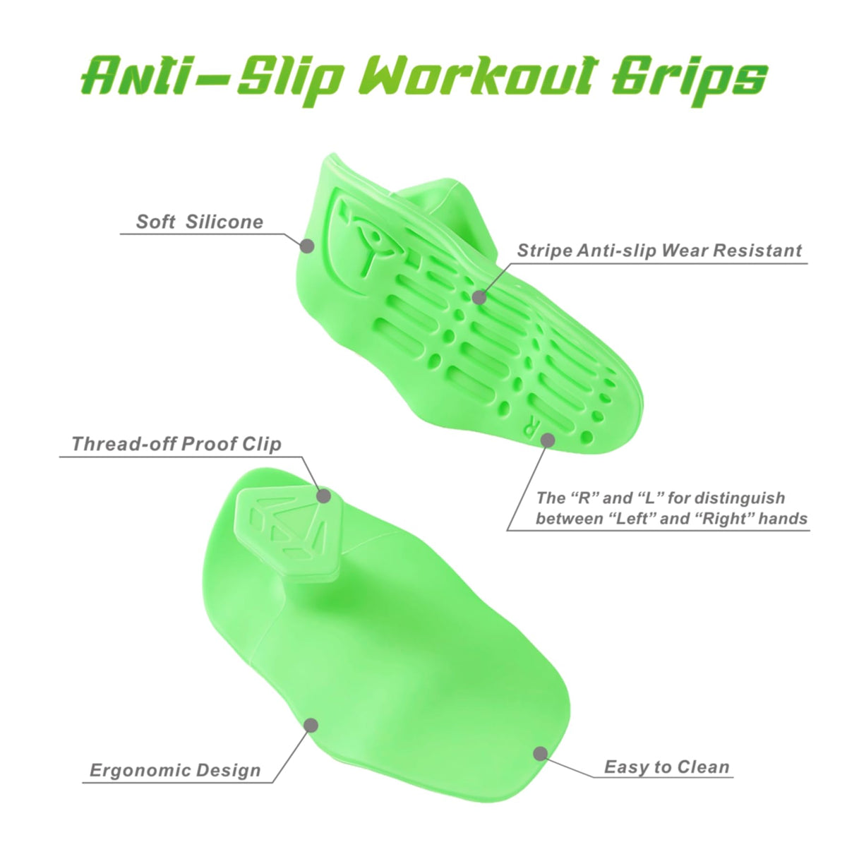 Anti-Slip Workout Grips, Rubber Gym Palm Protectors for Weight Lifting, Pull-Ups, Dumbbell, Fitness Training and Exercise, No Sweaty Hands, Ergonomic Hand Protection Gloves for Men & Women (ZS-Green)