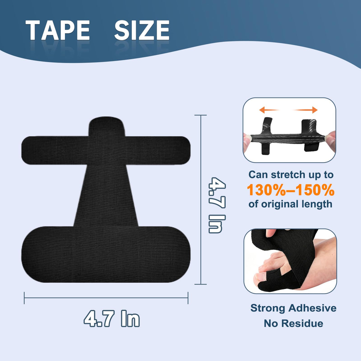 IEADEN Precut Kinesiology Tape for Bunion, 40 Pcs, Bunion Corrector, Big Toe Support and Pain Relief, Breathable Hypoallergenic Latex-Free Tape (Black)