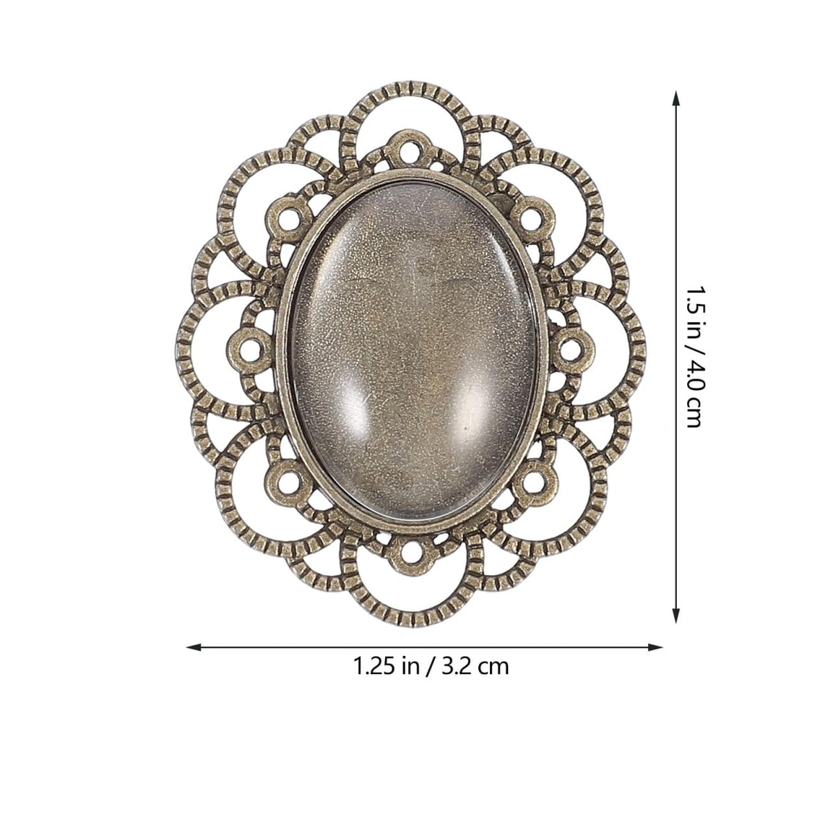 Healifty Vintage Brooch Base Bezels Kit with Dome 1.57X1.25 Inch Copper Pin Back Bottom Holder for DIY Jewelry Making Craft Oval Brooch Findings Tray