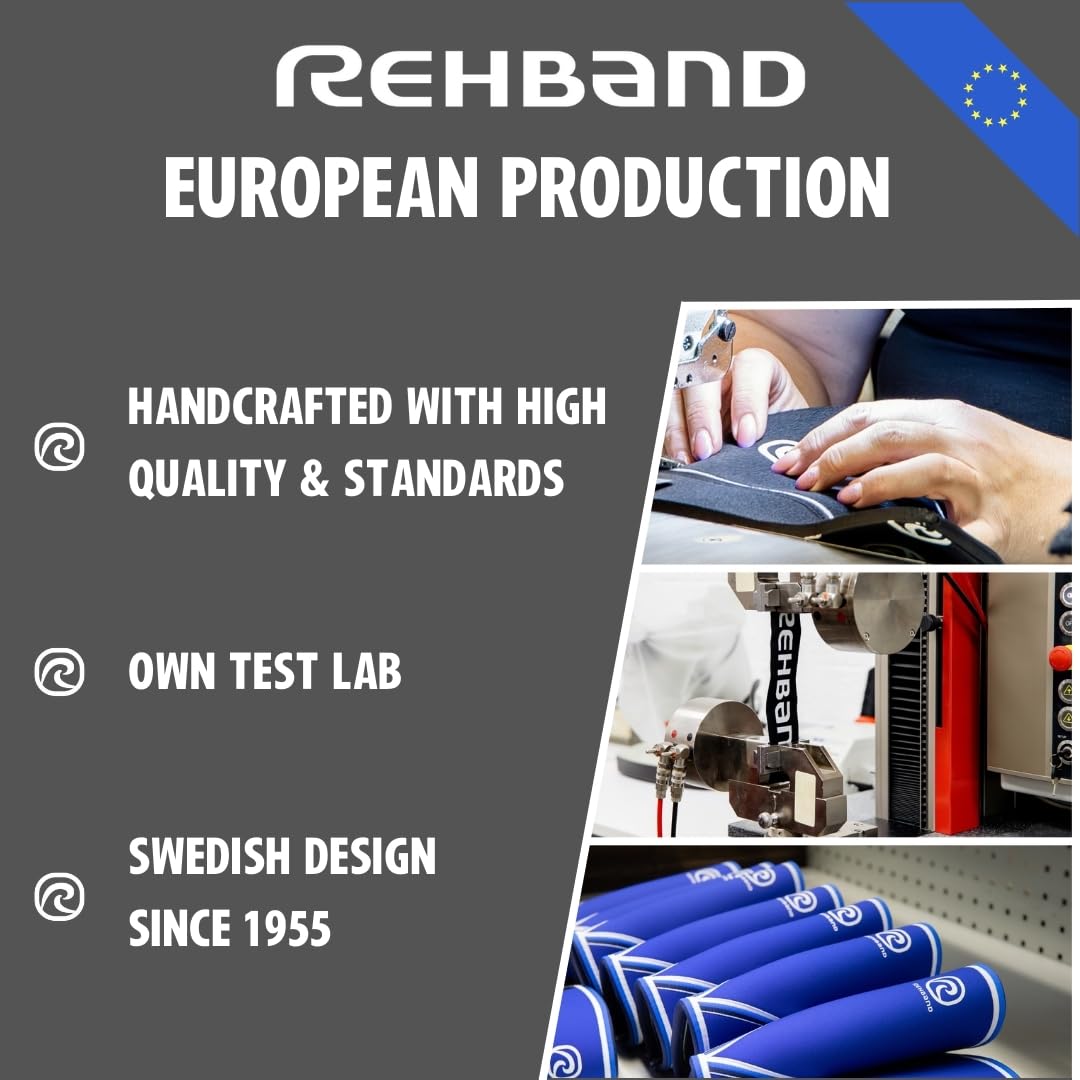 Rehband Rx Knee Sleeve Power Max, 1 piece, knee support 7mm neoprene, strongman, heavy lifting, longest knee sleeve, Colour:Black, Size:XL